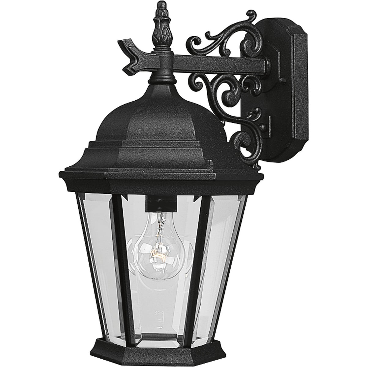 Elegant Black Aluminum Outdoor Wall Lantern with Clear Beveled Glass