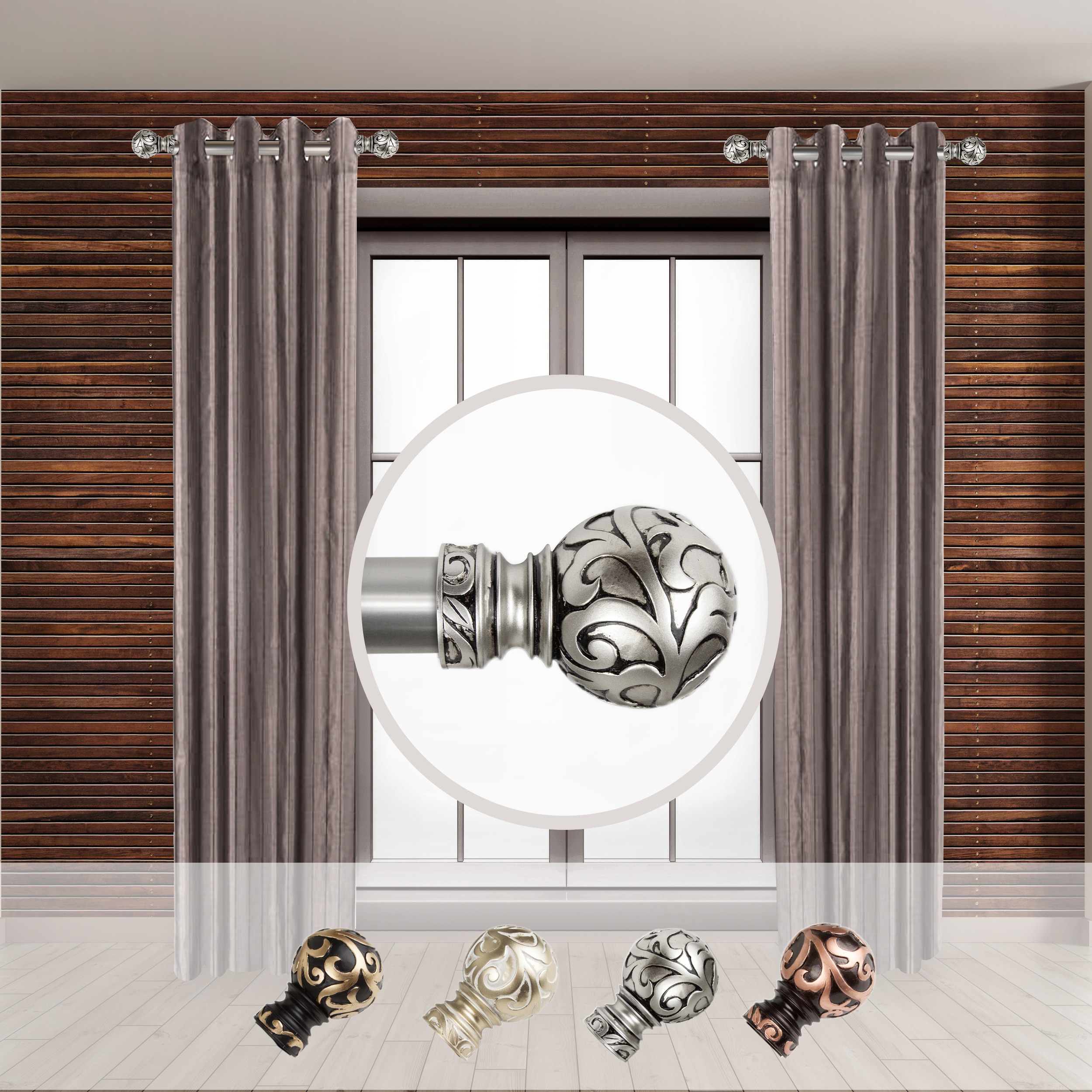 Hart & Harlow LO-SIDE100-47-5 Teddy 1-in 12-in to 20-in Satin Nickel Steel Side curtain rod with Finials