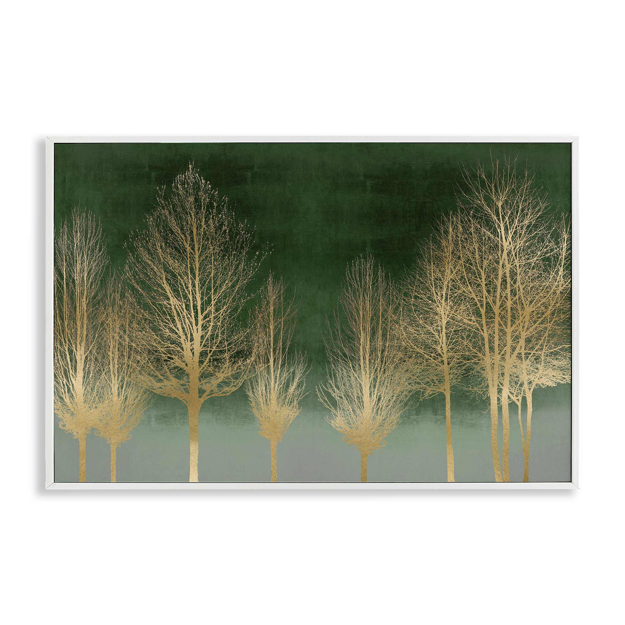 Stupell Industries BS-563-WFR-12X18 Gold Gradient Forest White Framed Giclee Art By Kate Bennett 18 x 12