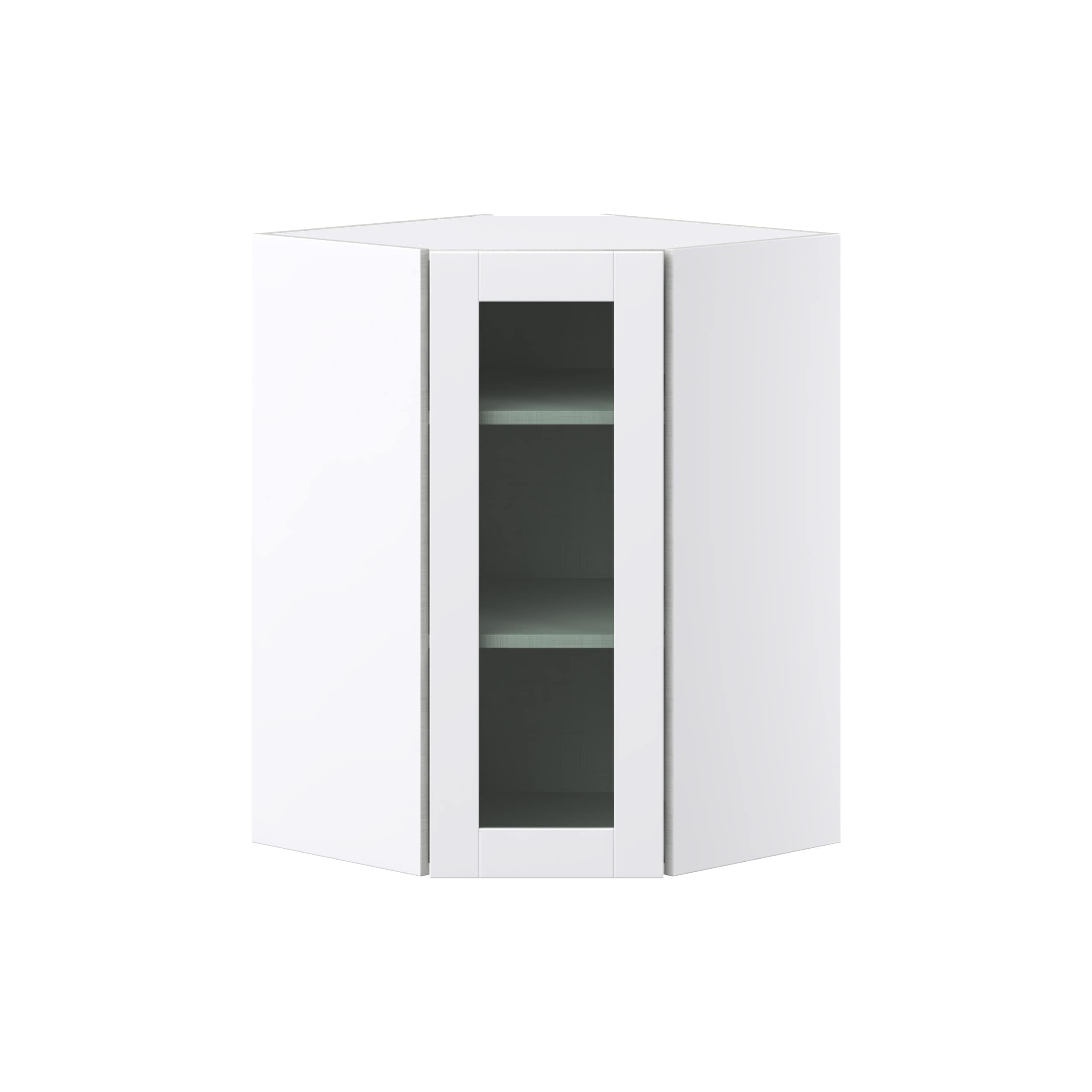 Hugo&Borg Rosemont 24-in W x 35-in H x 14-in D Glacier White Blind Corner Wall Fully Assembled Cabinet (Glass Panel Shaker Style)