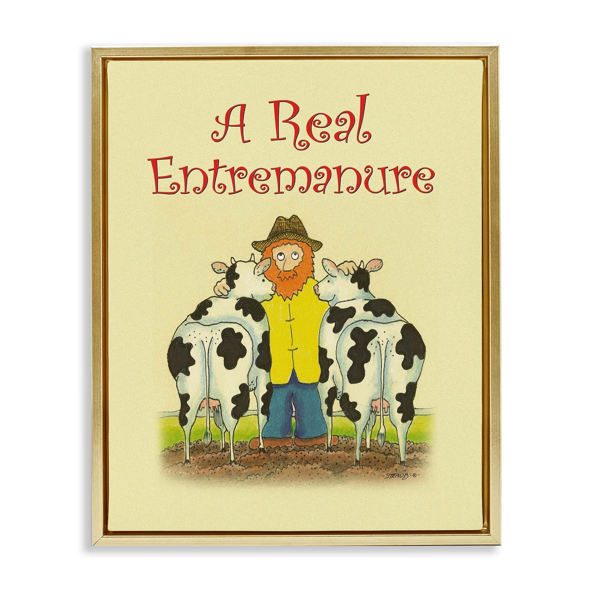 Stupell Industries BT-031-FFG-16X20 Vintage A Real Entremanure Gold Framed Floater Canvas Wall Art By Roger Straub 17 x 21