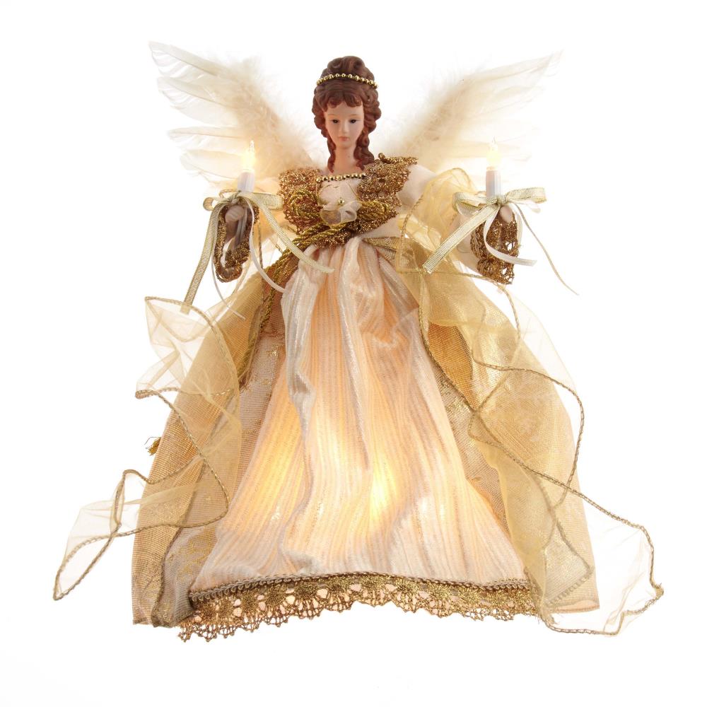 Kurt S. Adler 12-in Angel Gold Clear Christmas Tree Topper in the