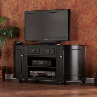 Boston Loft Furnishings Fontaine Black, White Tv Stand With Rounded Corners