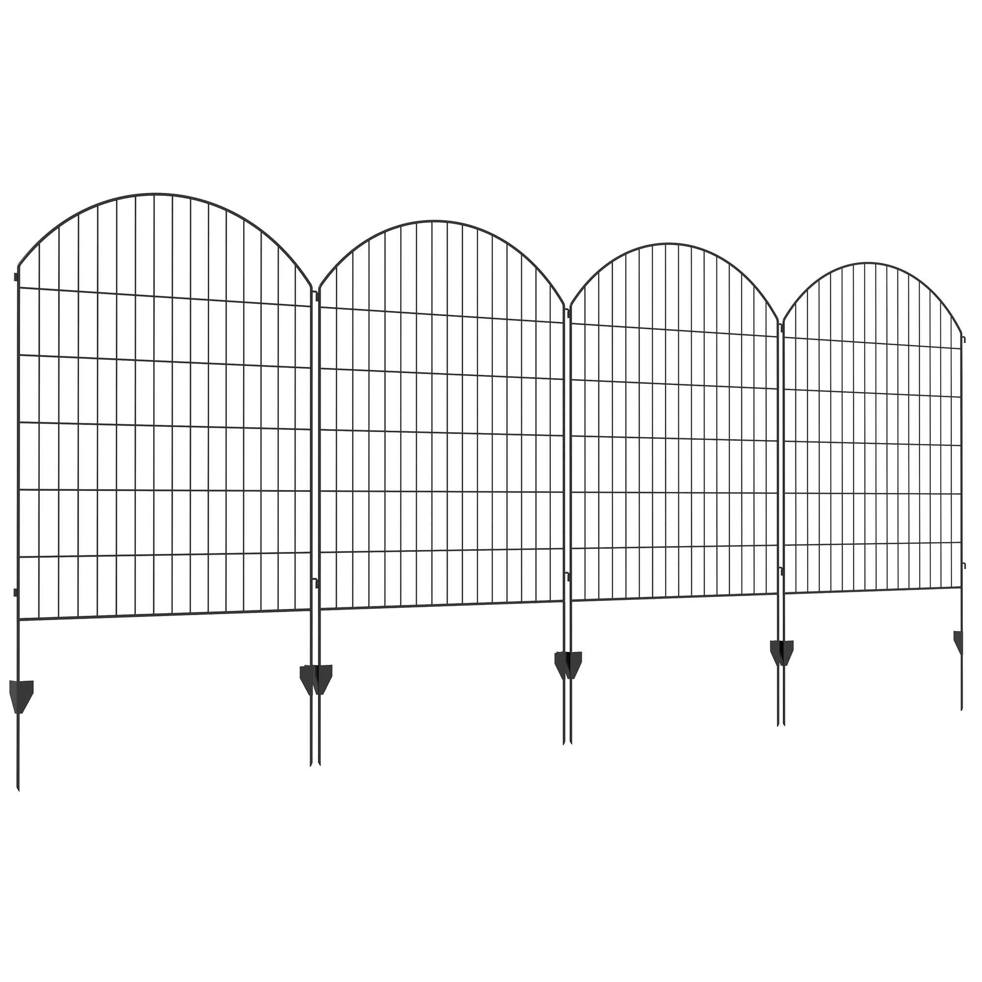 Wooakway Garden Fence 4 Pack Metal Fence Panels Rust-Resistant Animal Barrier Decorative Border Flower Edging for Yard Landscape Patio Outdoor Decor Grids