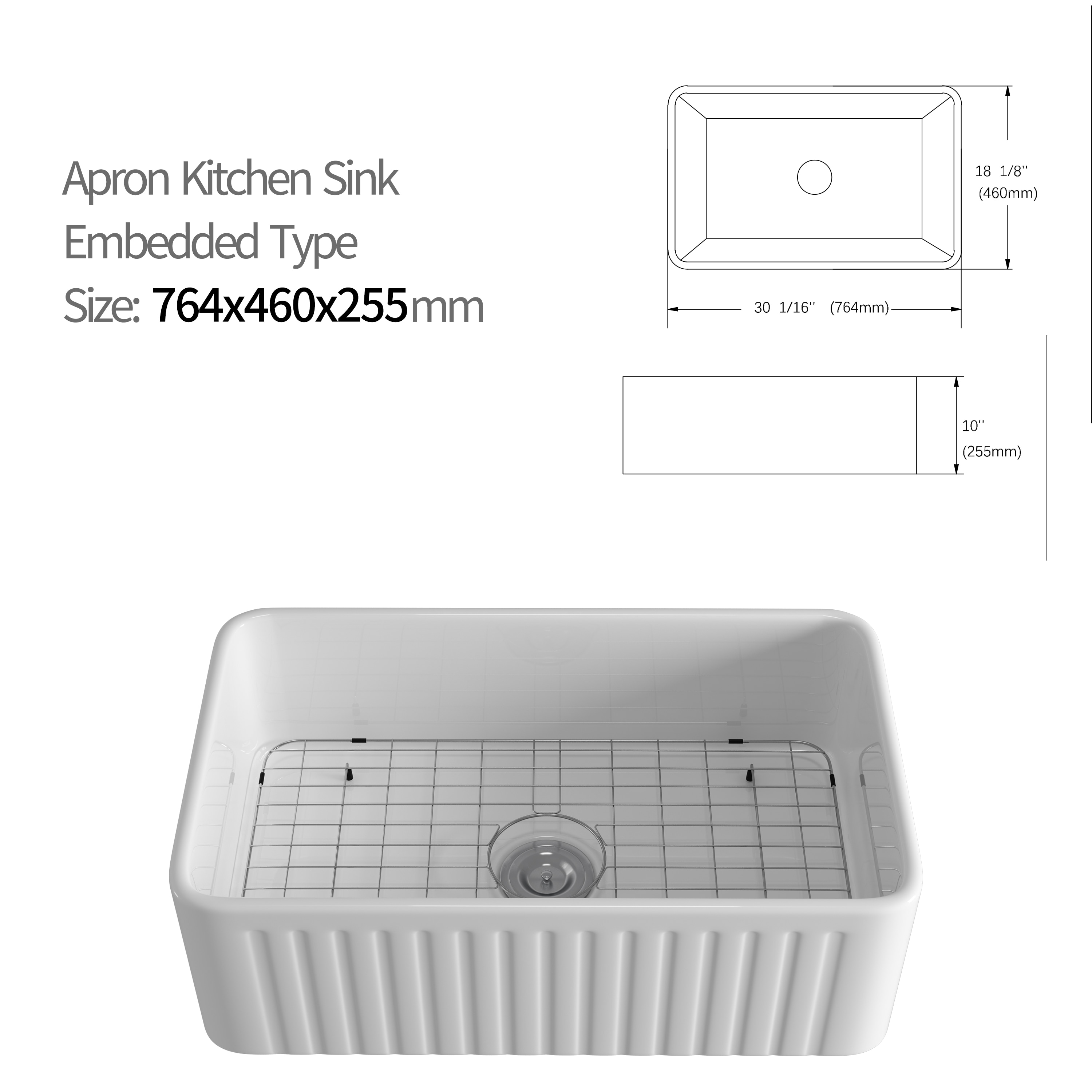 Eridanus Rio Farmhouse Apron Front 30.625-in x 18.125-in White ...