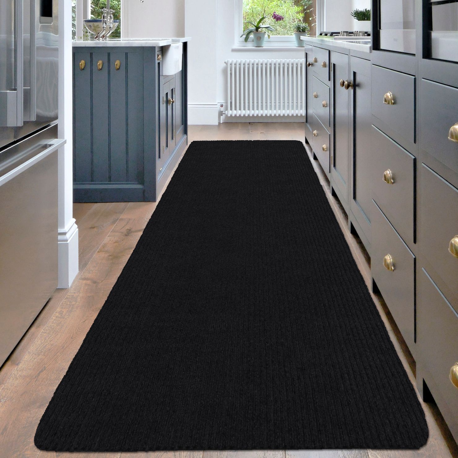 Ottomanson Lifesaver Indoor/Outdoor Utility Ribbed Doormat, Black, 2' x 3