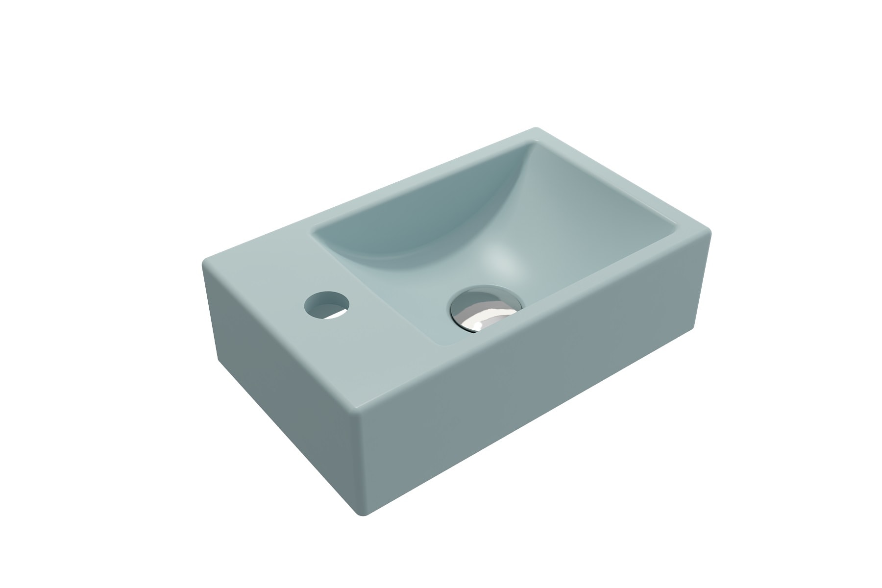 Milano Matte Ice Blue Ceramic Wall-Mount Rectangular Sink, 14.5-Inches