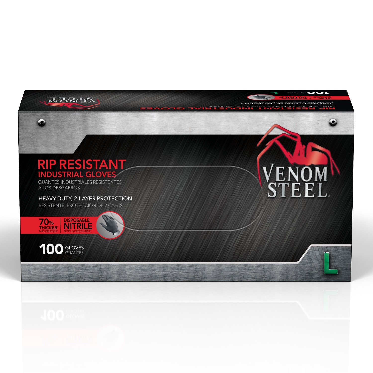 Venom Steel VEN6143NH Large 100 -Count Textured -Grip Nitrile Disposable cleaning gloves 50 -Pairs