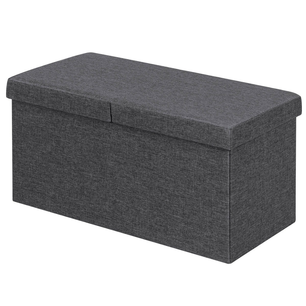 Slickblue D-CO-RG48856WH Padded Folding Bench - Dark Gray/Light Gray Oxford Rectangular Ottoman – Comfortable Seating Easy to Fold for Living Room or Bedroom
