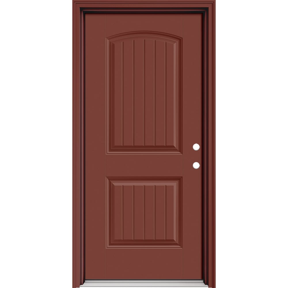 Masonite 630243 Performance Door System Cheyenne 32-in x 80-in x 4-9/16-in Fiberglass No glass Left-hand inswing Foxtail Painted Prehung Front Door with Brickmould Insulating core