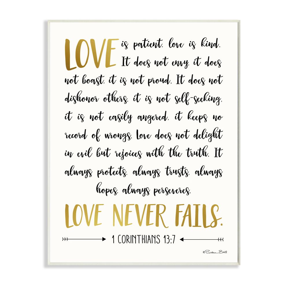 Stupell Industries AB-901-WD-13X19 Love Is Patient Psalm Faith Based Word Design Susan Ball Frameless 19-in H x 13-in W Inspirational Print