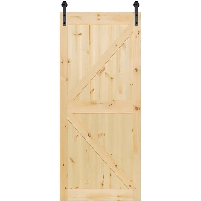 Kimberly Bay 30-in x 84-in Unfinished K-frame Pine Wood Single Barn Door Kimberly Bay 30-in x 84-in Unfinished K-frame Pine Wood Single Barn Door