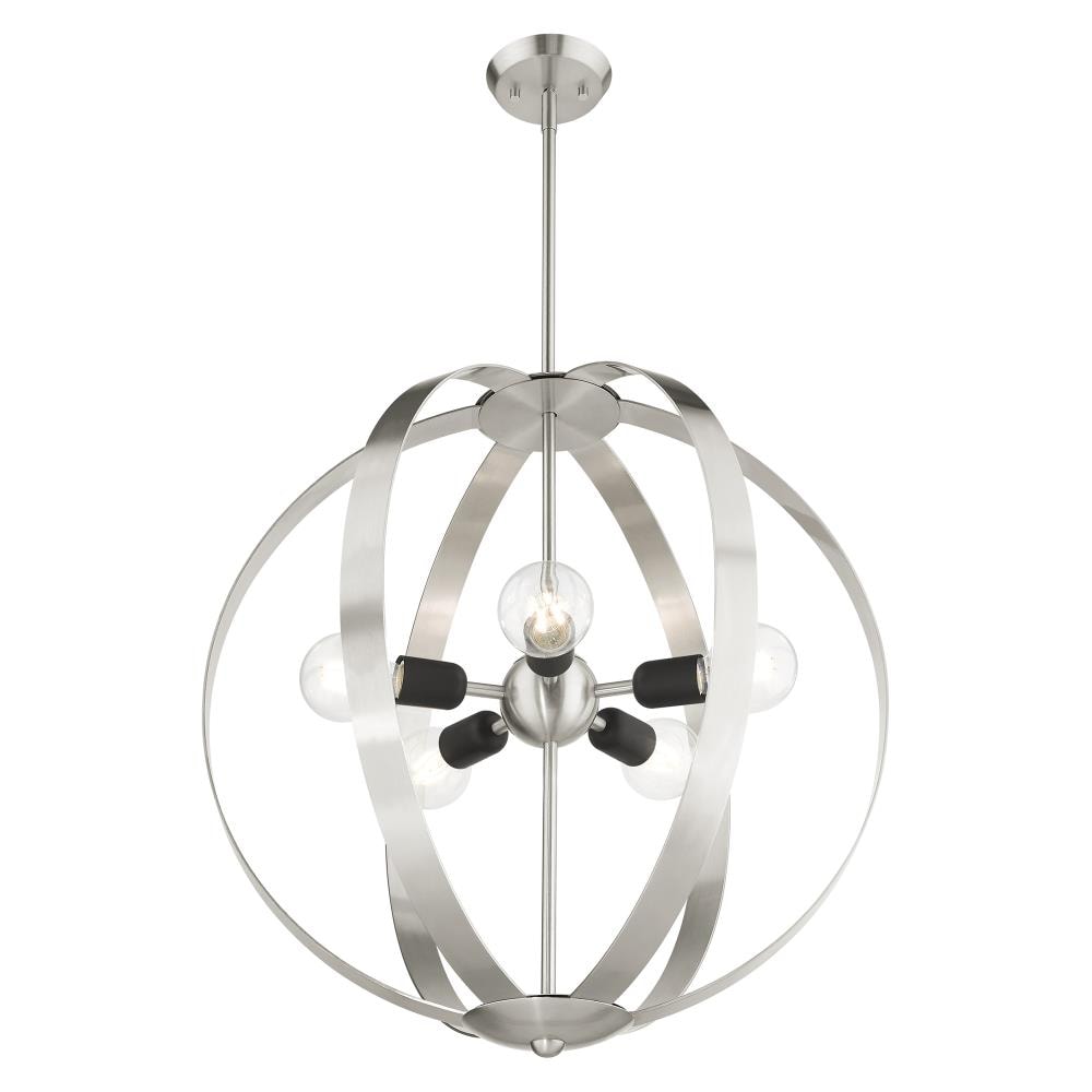 Modesto Mid-Century Modern 5-Light Brushed Nickel Chandelier