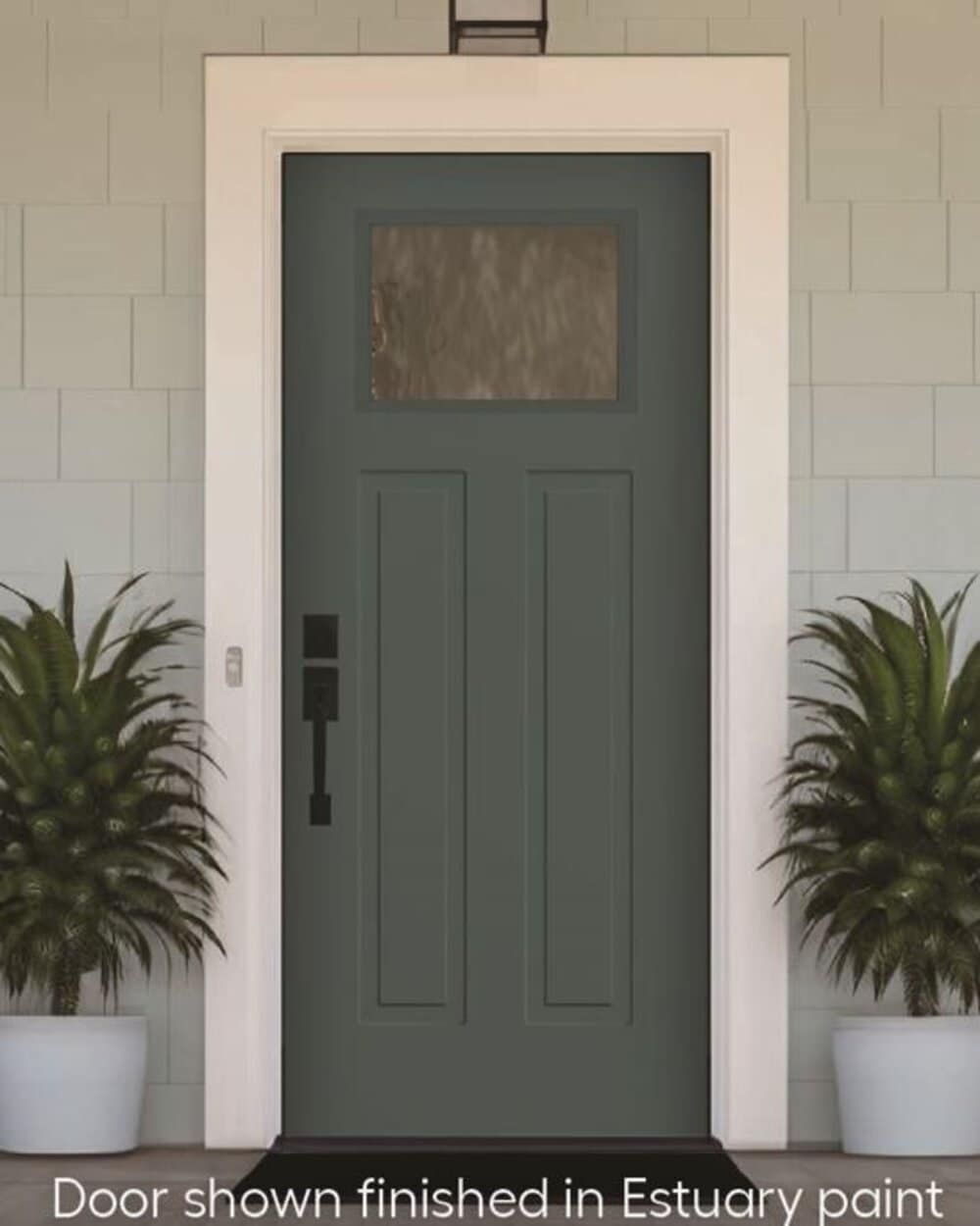 RELIABILT 10172503 Entry Door 36-in x 80-in x 4-9/16-in Steel Craftsman Right-hand inswing Estuary Painted Prehung Front Door with Brickmould Insulating core