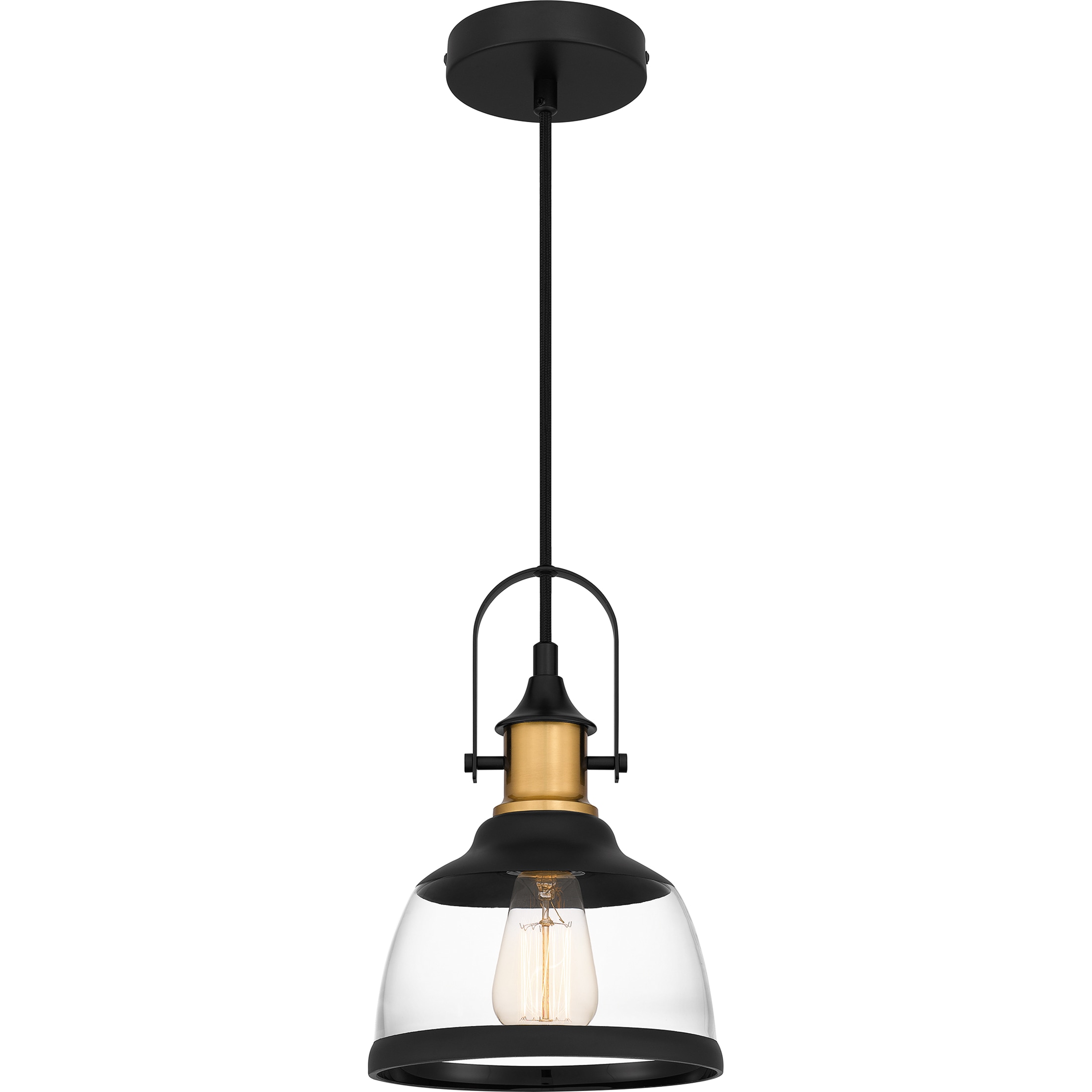 Quoizel QPP5639MBK Warnock Matte Black Transitional Dome Mini Hanging Pendant Light