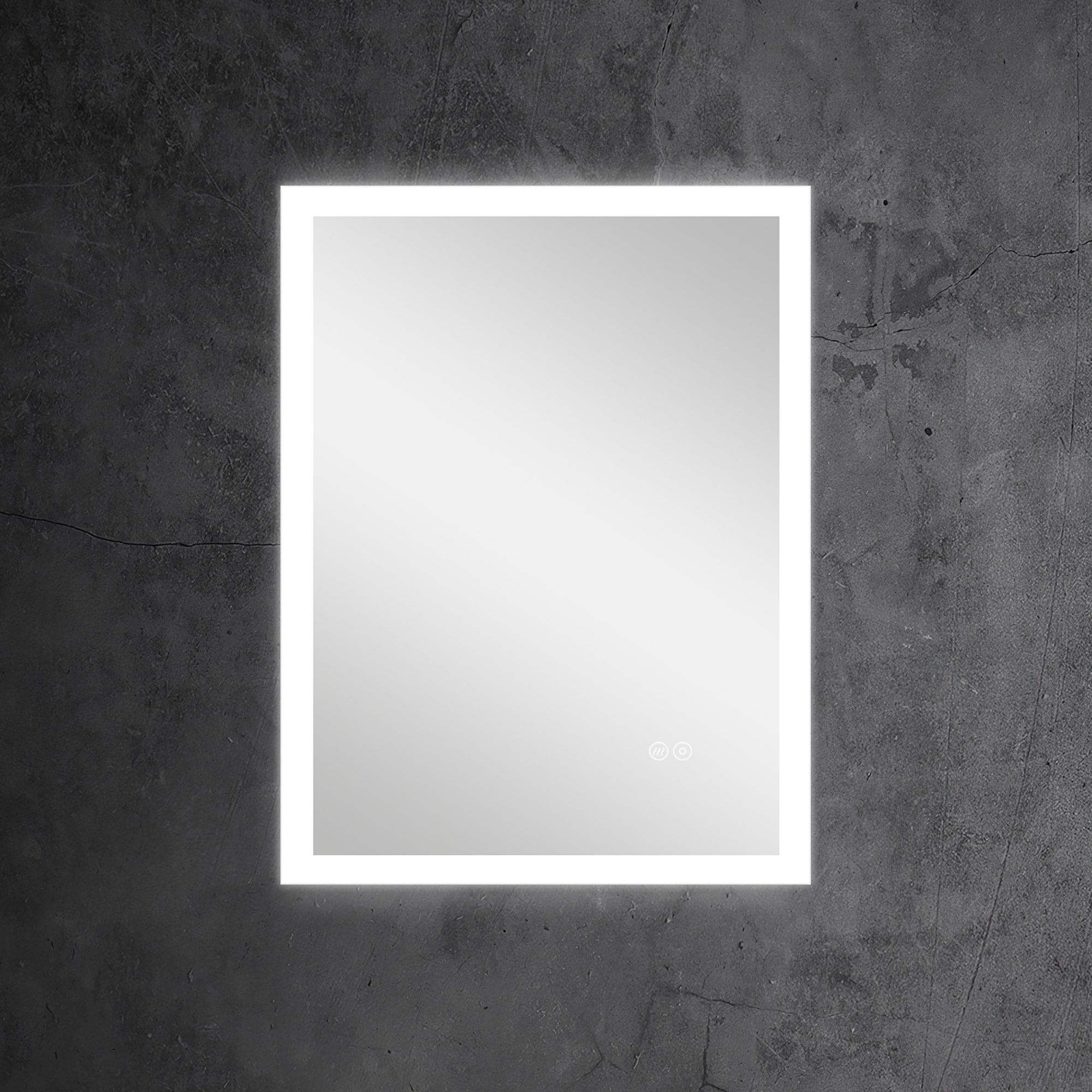 Forclover JSEX2836-BG1 28-in x 36-in Polished Frameless Rectangle Dimmable Lighted Fog Free Bathroom Vanity Mirror ( Aluminum )