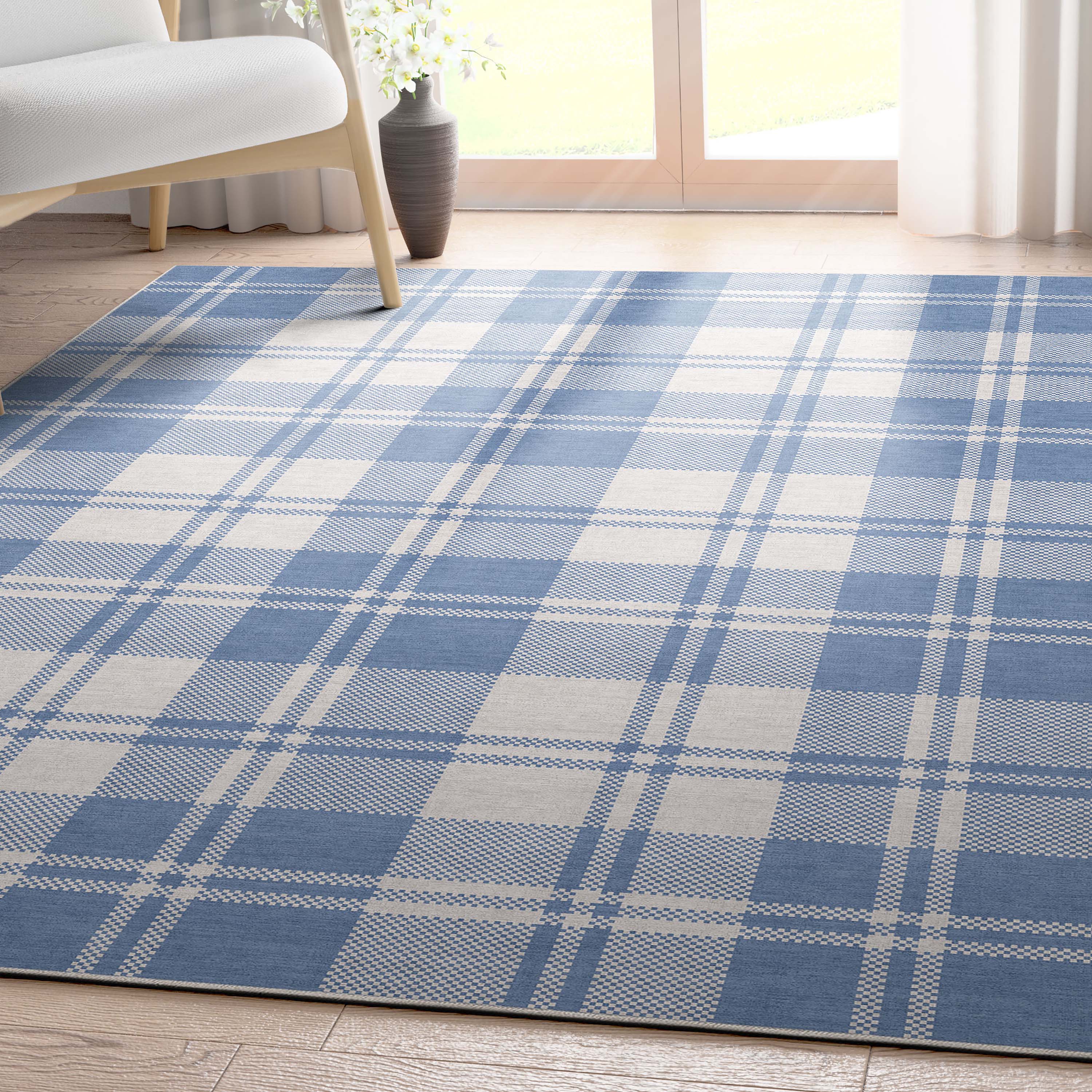 Well Woven W-PLD-01J-7 Apollo 8 x 10 (ft) Flatweave Polyester Blue Rectangular Indoor Geometric Mid-Century Modern Area rug