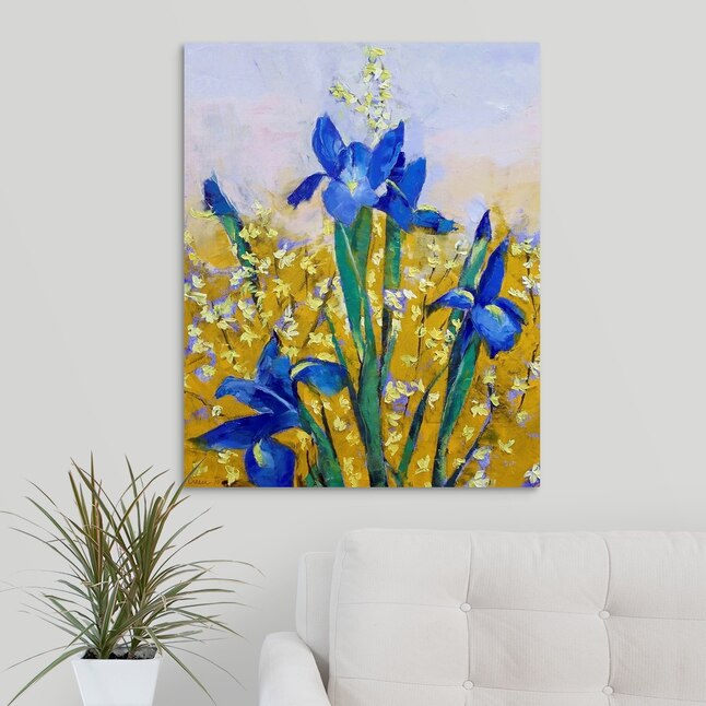 GreatBigCanvas Iris and Forsythia Michael Creese 30-in H x 24-in W ...