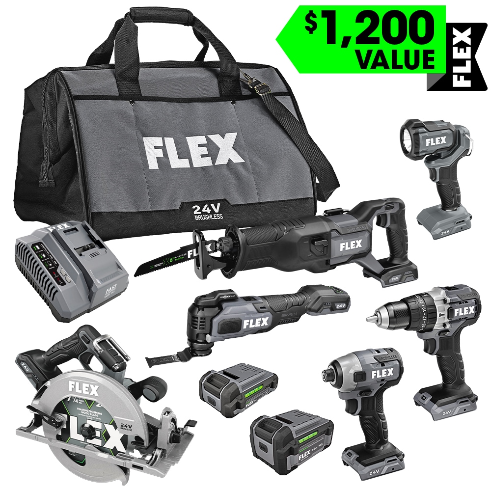 FLEX 6-Tool Brushless Power Tool Combo Kit with Soft Case (Li-ion