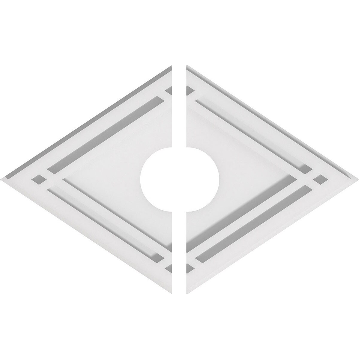 Ekena Millwork CMP16X10DD2-03000 Diamond 16-Inches W x 10.625-Inches L Contemporary White PVC Split Ceiling Medallion