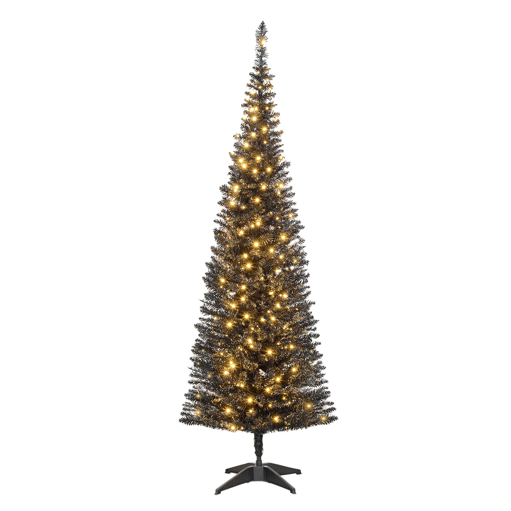 Forclover HYFE-23664 5-ft Pre-lit Slim Black Artificial Christmas Tree with White LED Lights