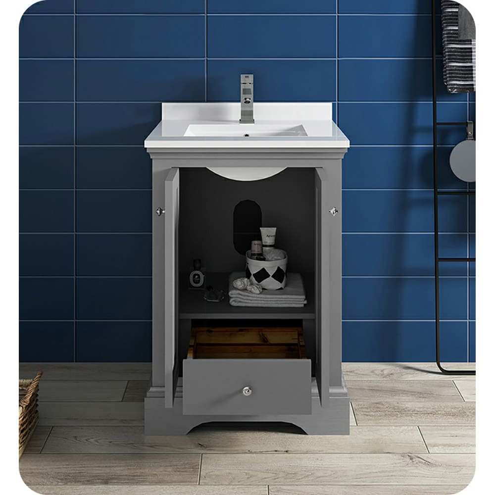 Windsor 24" Gray Solid Wood Freestanding Bathroom Vanity Cabinet