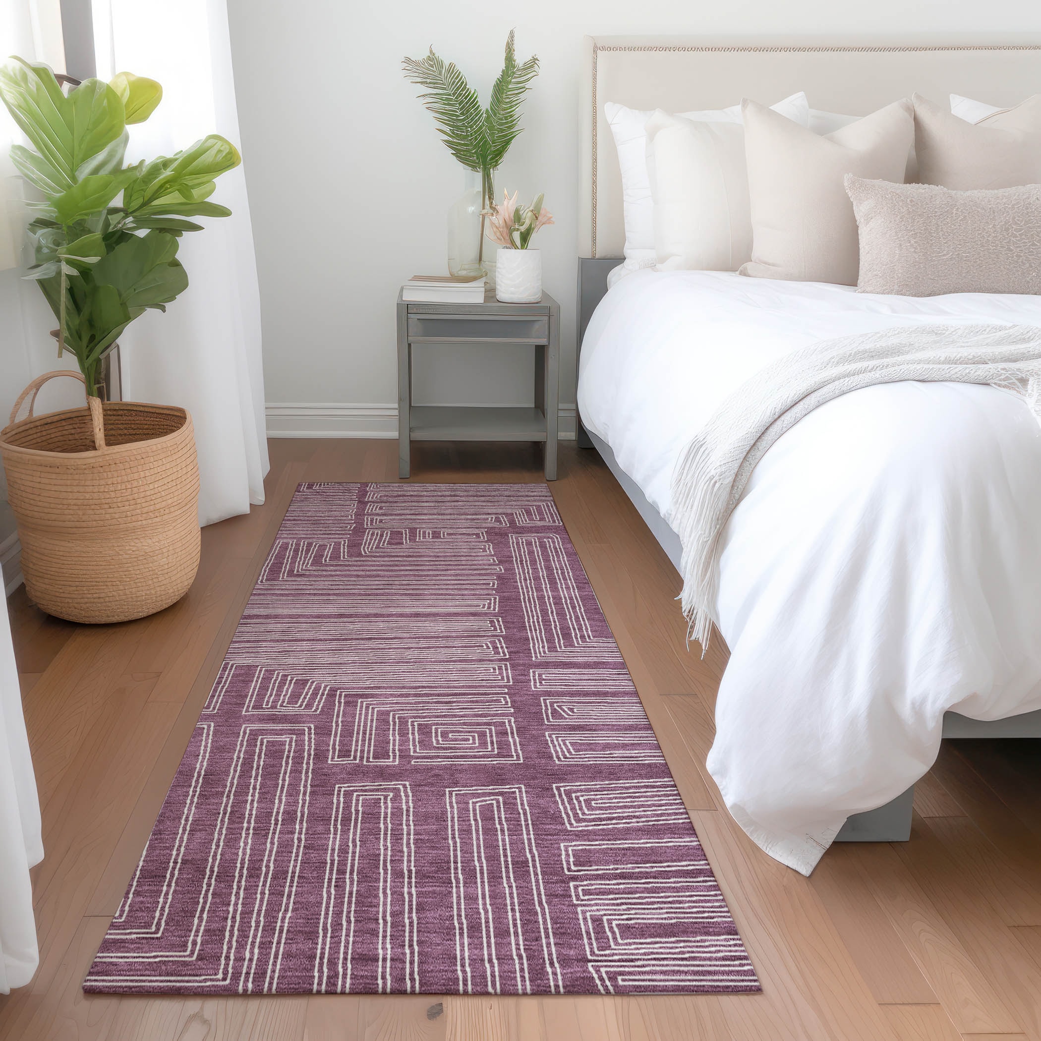 Addison Rugs ACN1045EG2X8 Chantille ACN1045EG 2 x 7 (ft) Polyester Eggplant Rectangular Indoor/Outdoor Geometric Machine washable Runner rug