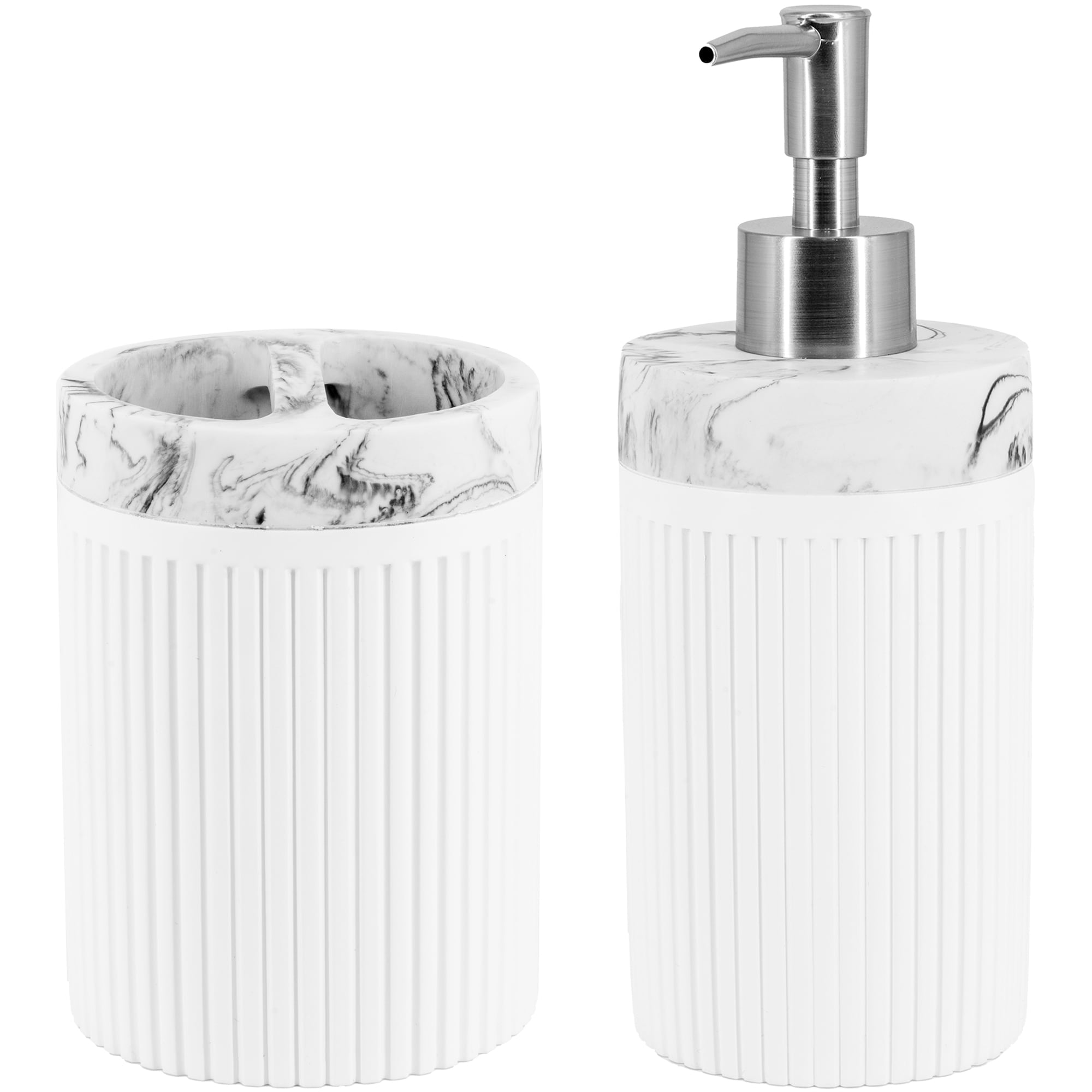 allen roth White Marble 13 oz. Capacity Freestanding Soap and Lotion  Dispenser in the Soap  Lotion Dispensers department at