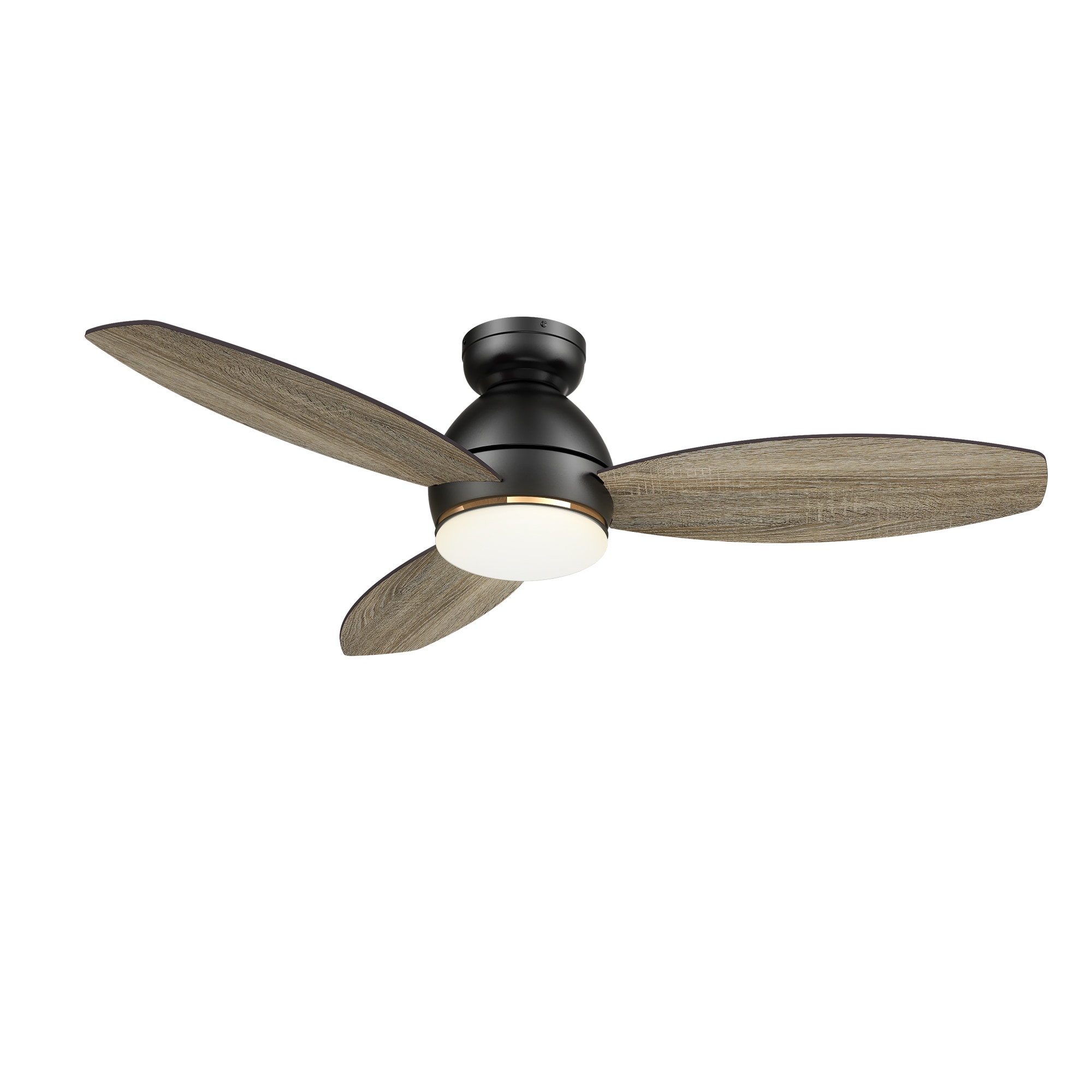 CARRO USA Bretton 48-in Black with Wooden/Walnut Blades Indoor/Outdoor Flush Mount Smart Ceiling Fan with Light and Remote (3-Blade) LS483Q6-L12-BG-1-FM Sansujyuku sansujyuku.com