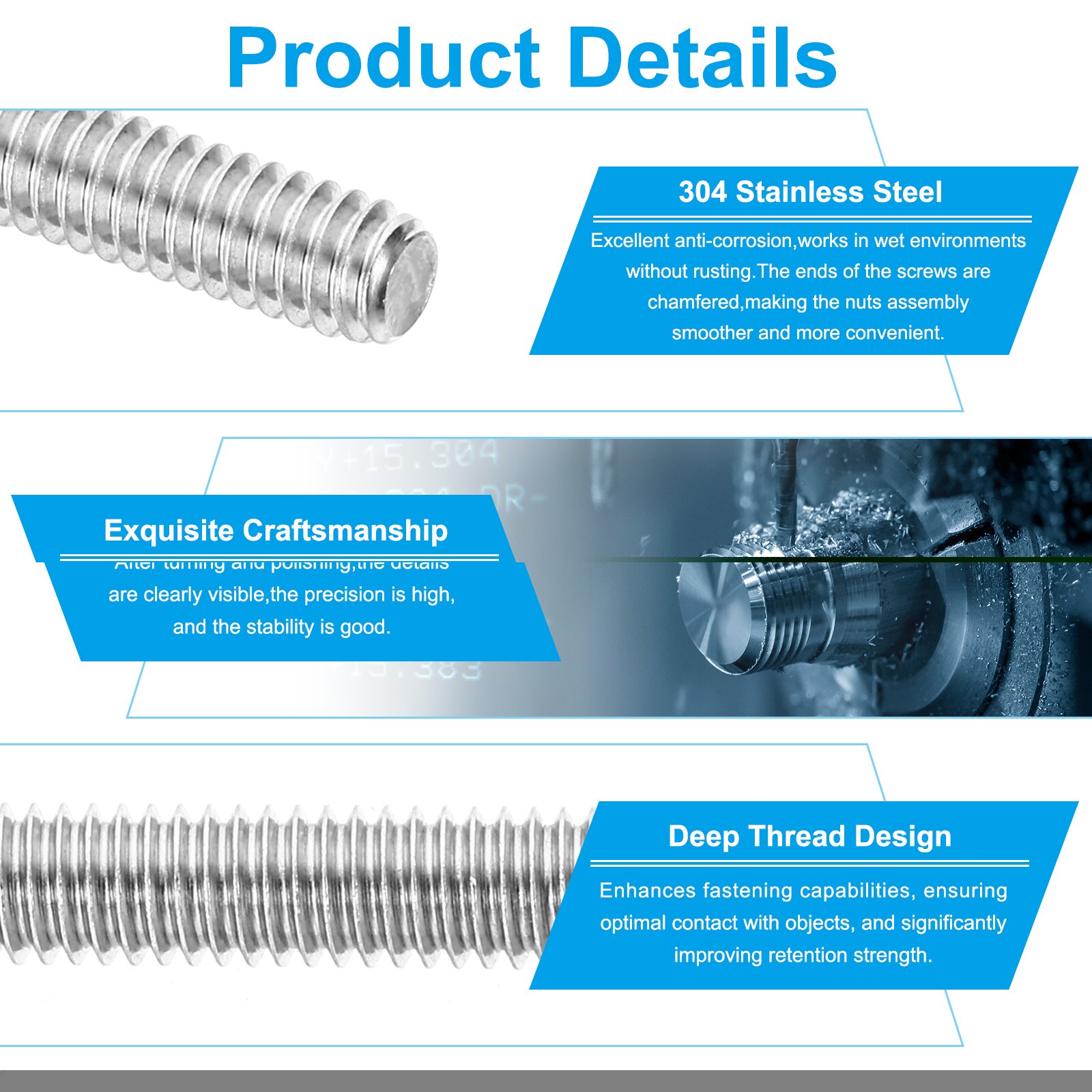 PATIKIL S25072801UX3765 Threaded-Rod - View #3