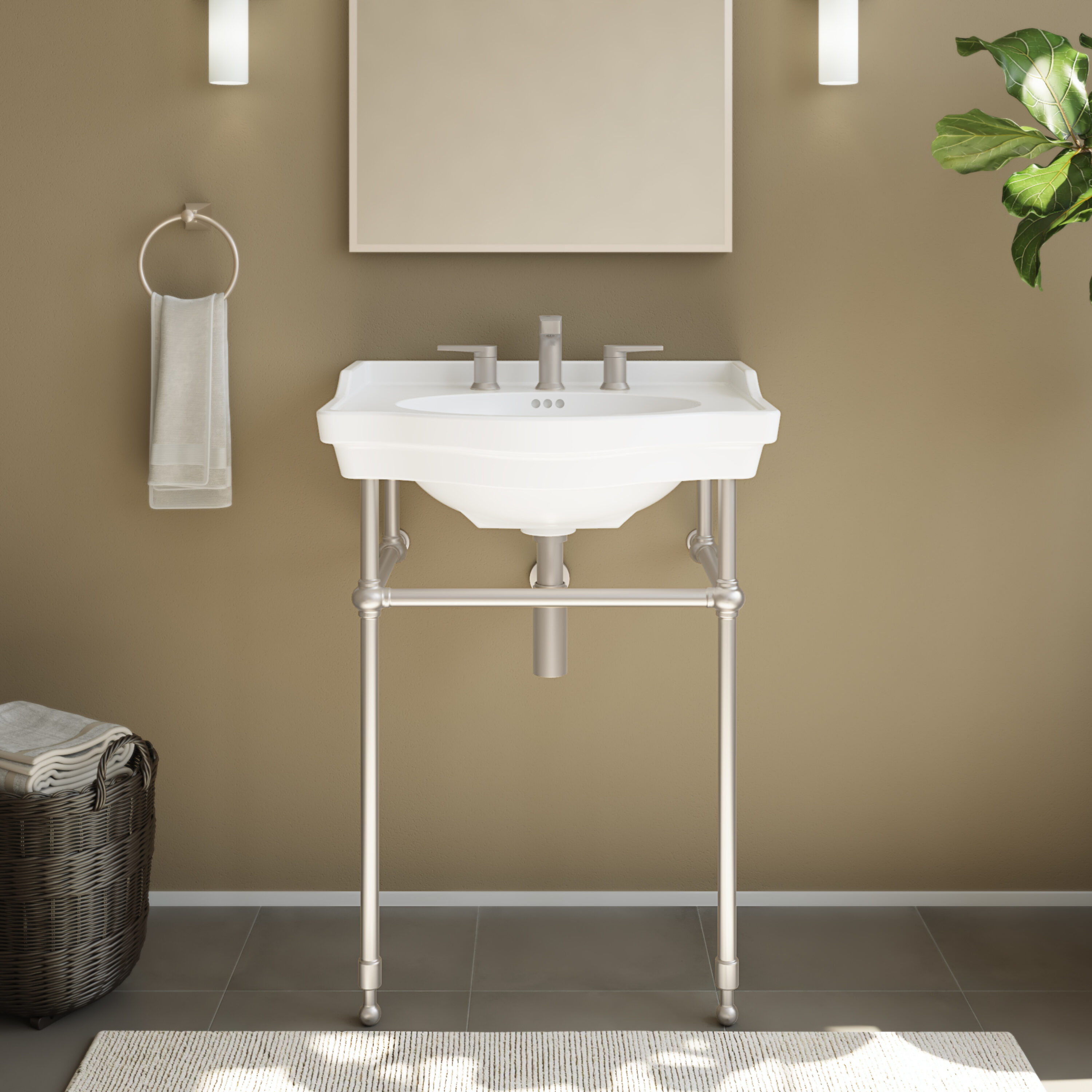 DreamLine CSPM241938W04 Prism Vitreous China 21.875-in Wall-mount Oval Traditional White Bathroom Sink