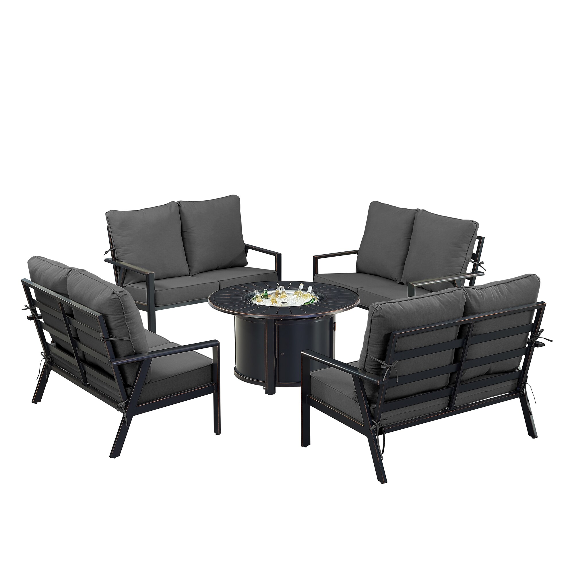 Oakland Living LUX4LSNOBUBKCU Patio-Conversation-Sets - View #4