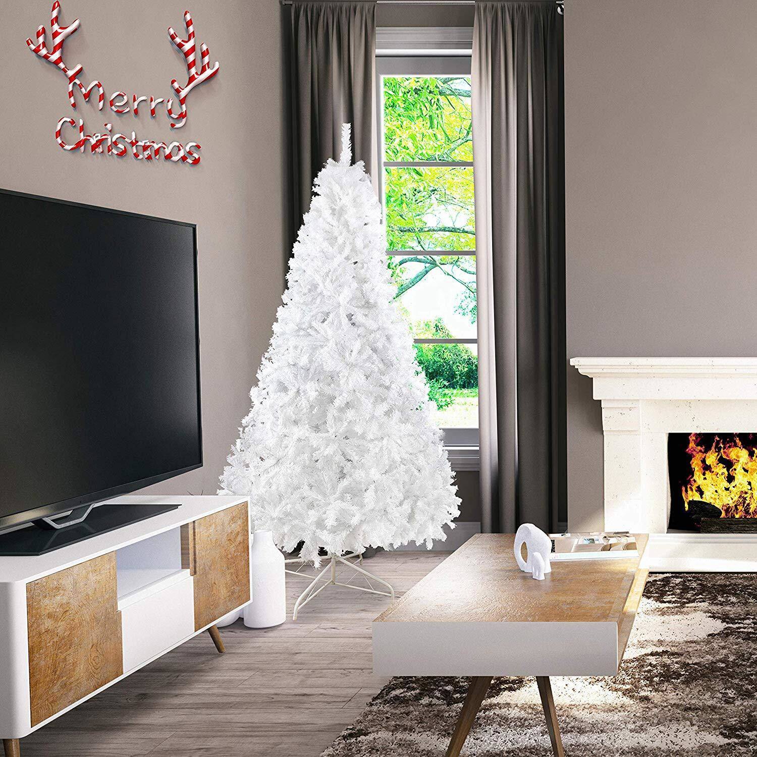 WELLFOR 9-ft Artificial Tree White Artificial Christmas Tree in the ...