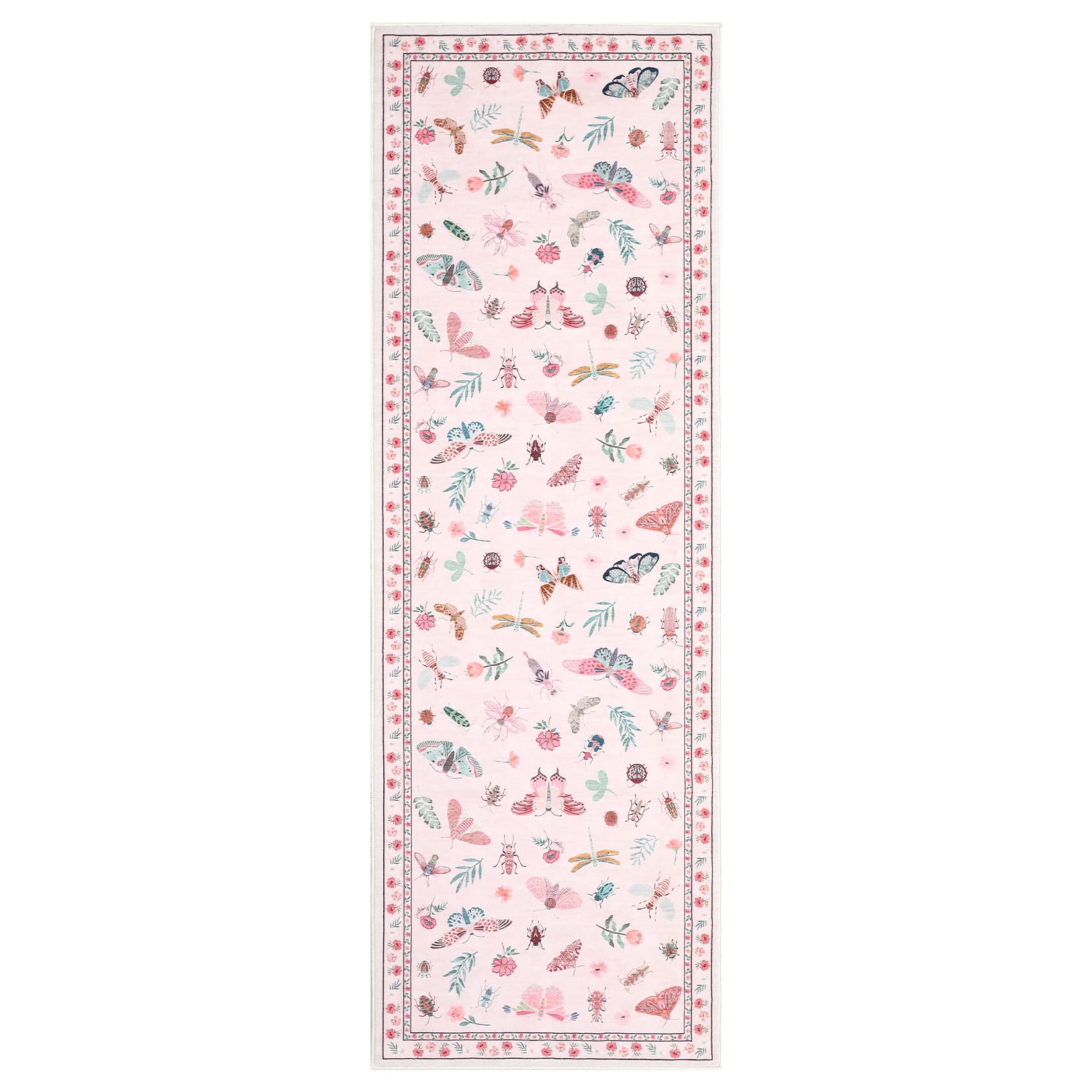 WhizMax SUNNY-PHK-344MCDRA 2 x 6 ft Polyester Pink Rectangular Hallway Entryway Bathroom Kitchen Summer Theme Modern Machine Washable Runner Rug