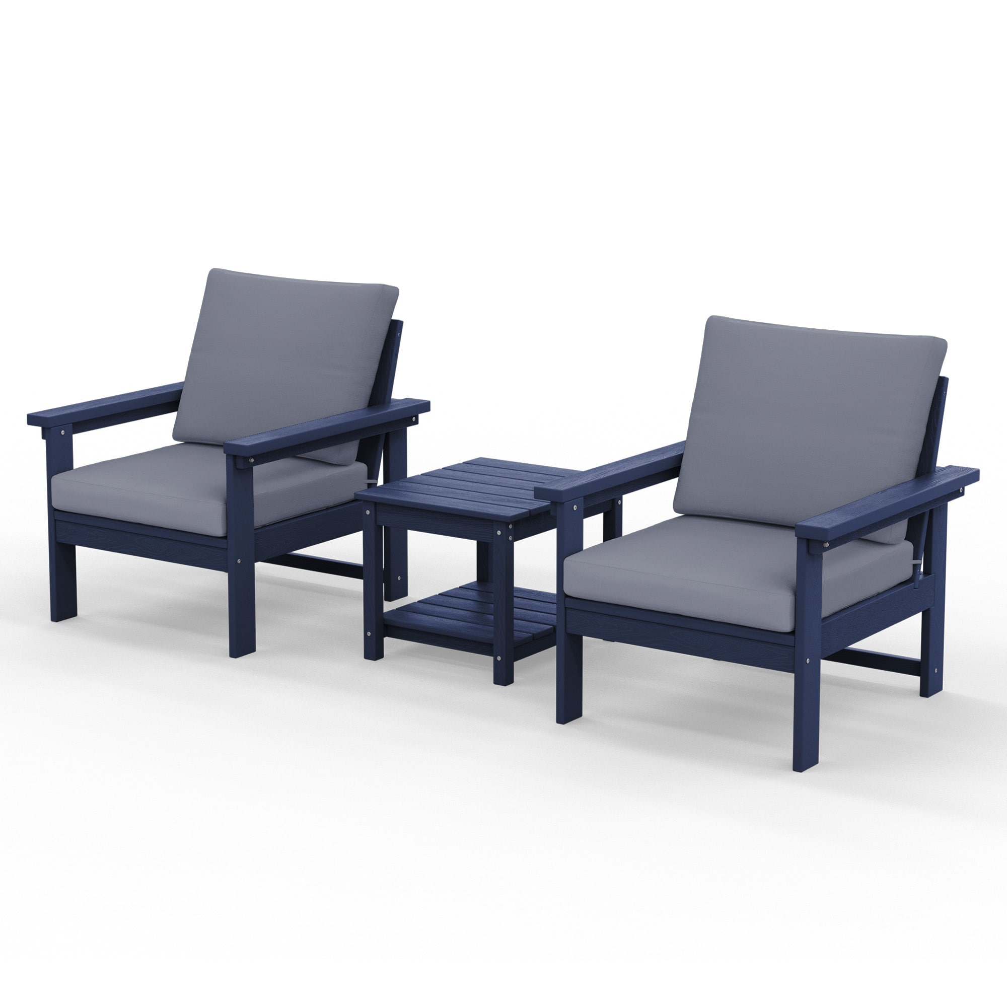 JEAREY PEZHSF03-BJ-NG 3-Piece Patio Conversation Set with Gray Cushions