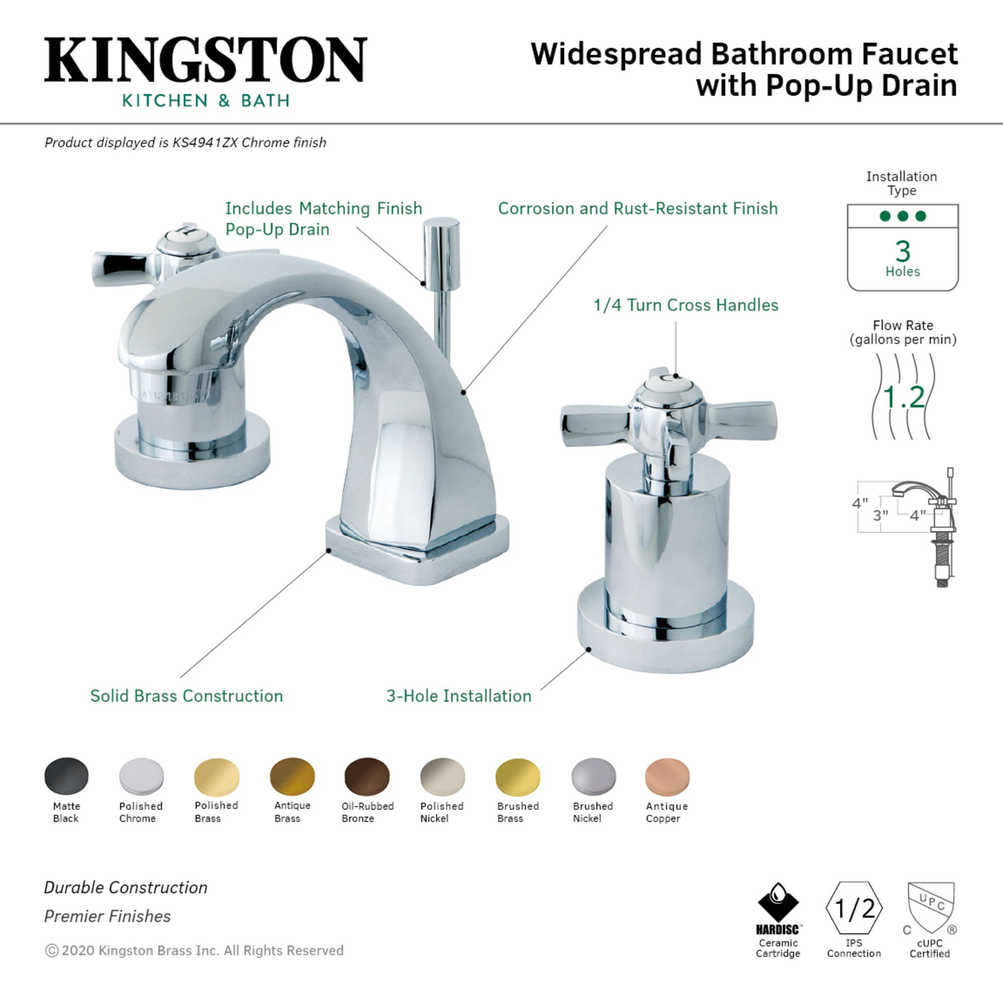 Kingston Brass WLKS4948ZX Lavatory-Faucets - View #3