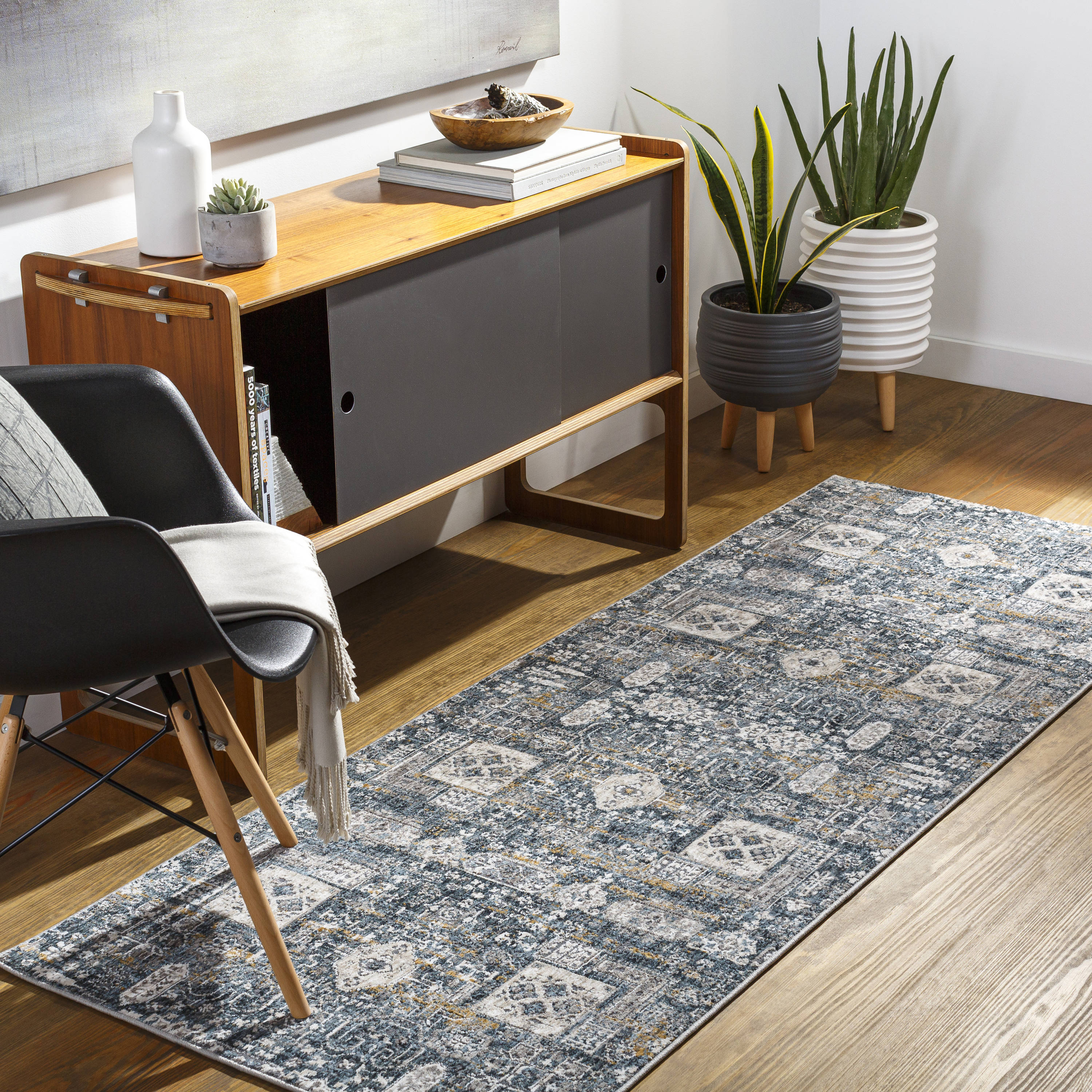 Surya CDF2309-2773 Cardiff 3 x 8 (ft) Polyester Teal Rectangular Indoor Medallion Oriental Runner rug