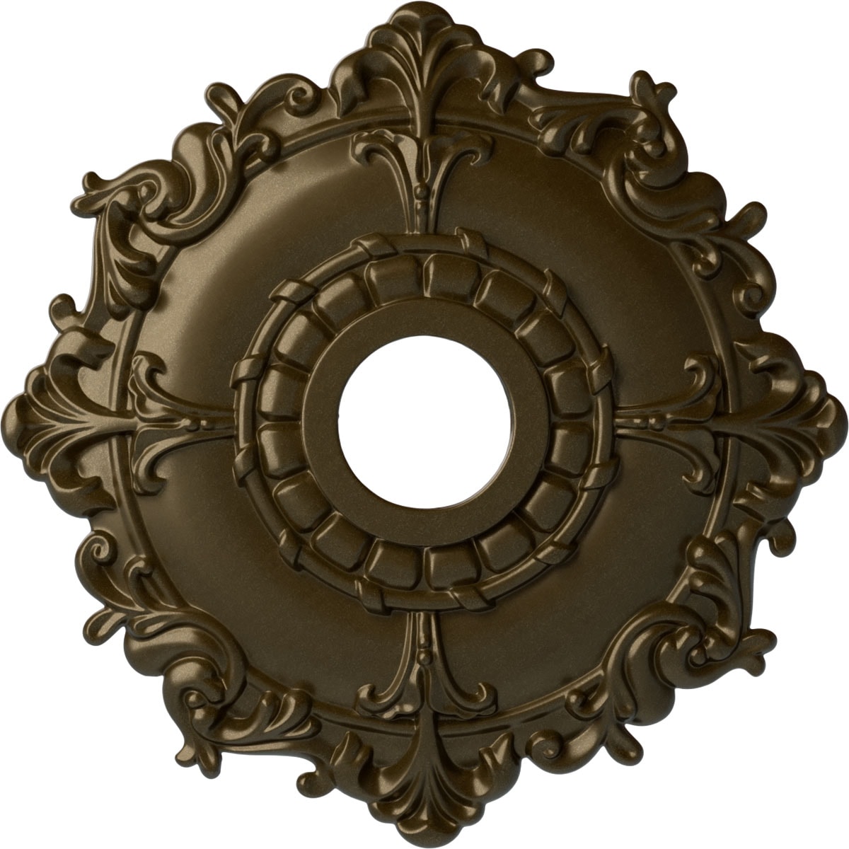 Ekena Millwork CM18RLBRS Riley 18-in W x 18-in L Painted Brass Polyurethane Whole Ceiling Medallion