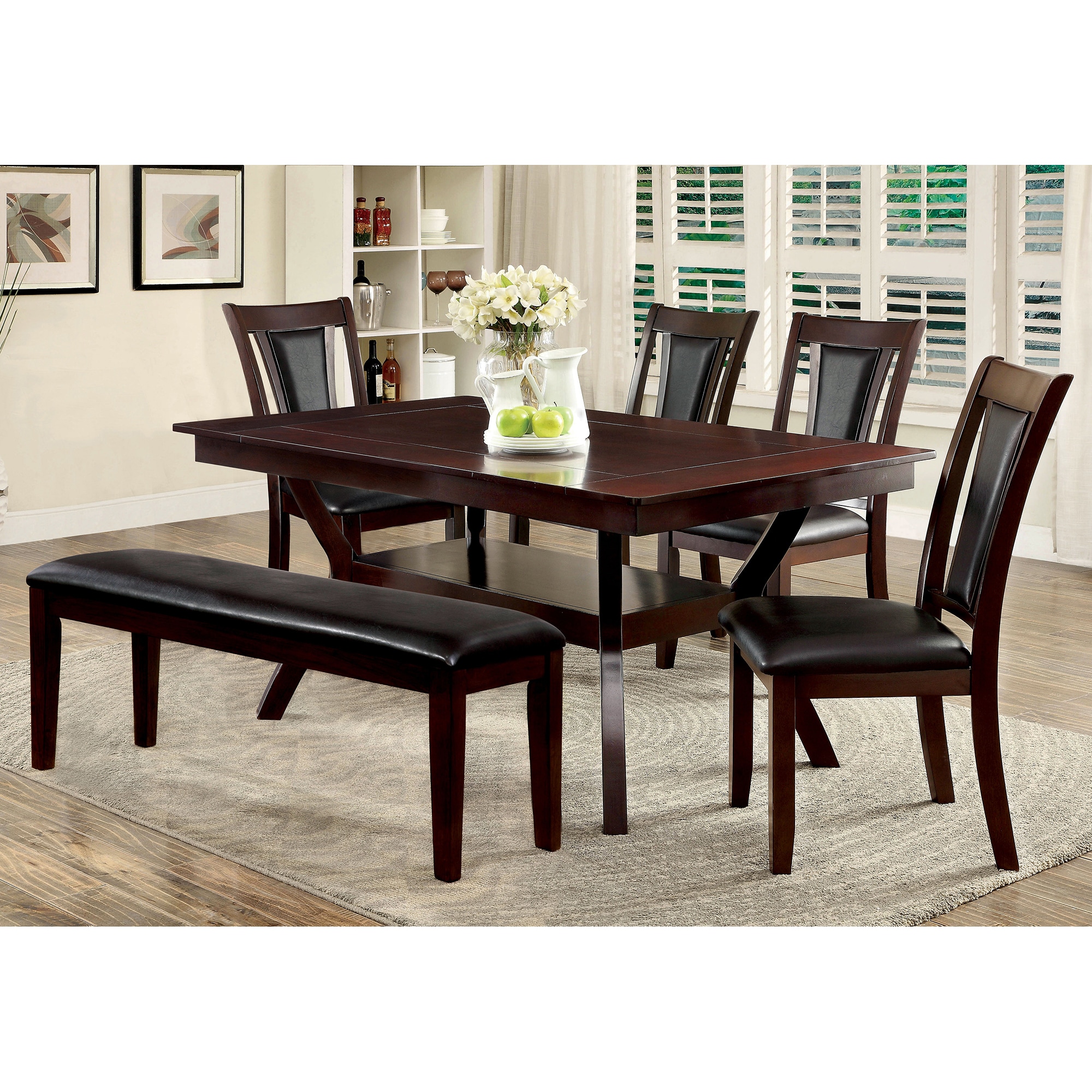 Furniture of America Set of 2 Temsley Faux Leather Upholstered Dining ...