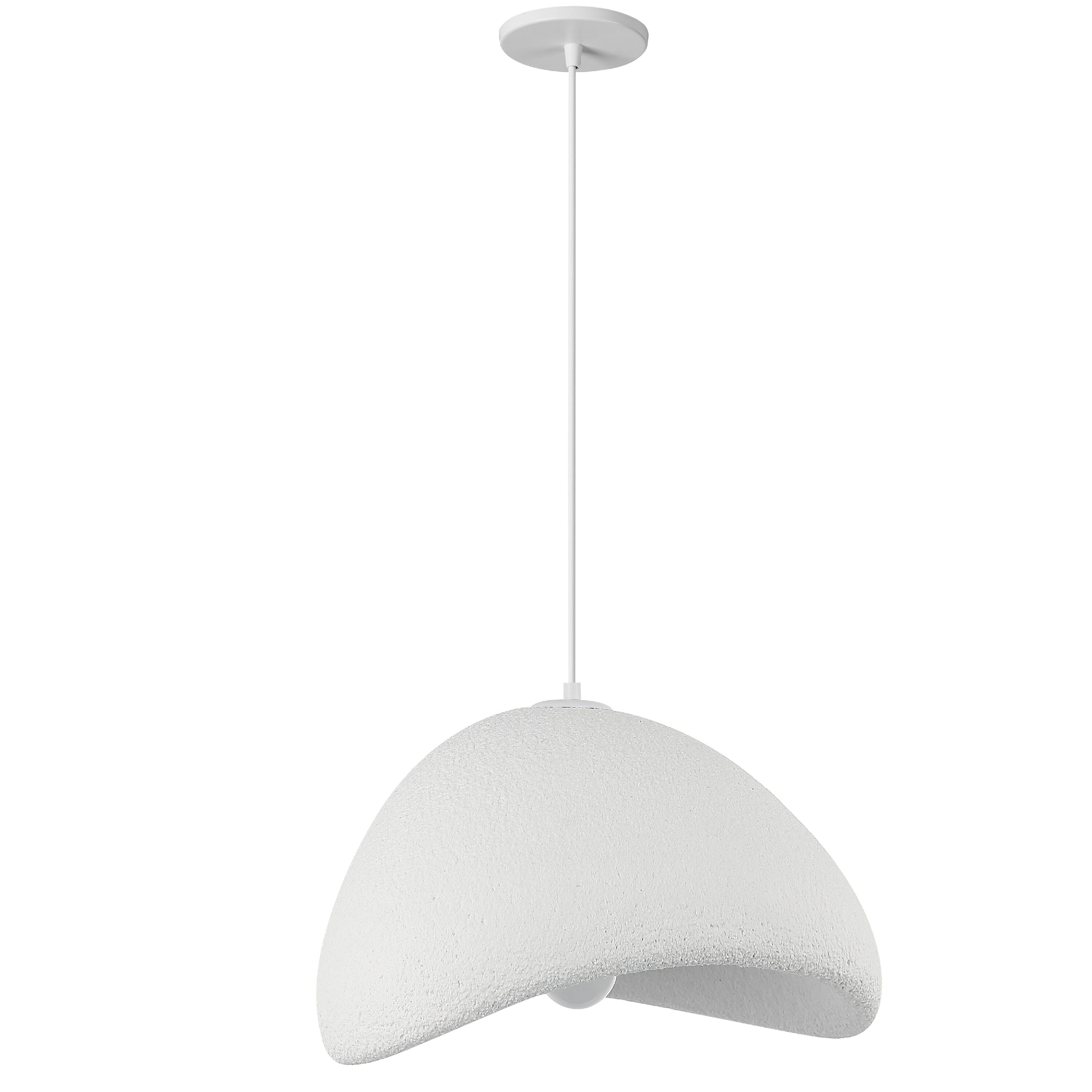 Dainolite Pilar 1 -Light White Modern/contemporary Opal glass Ceramic Geometric Medium Hanging Pendant Light