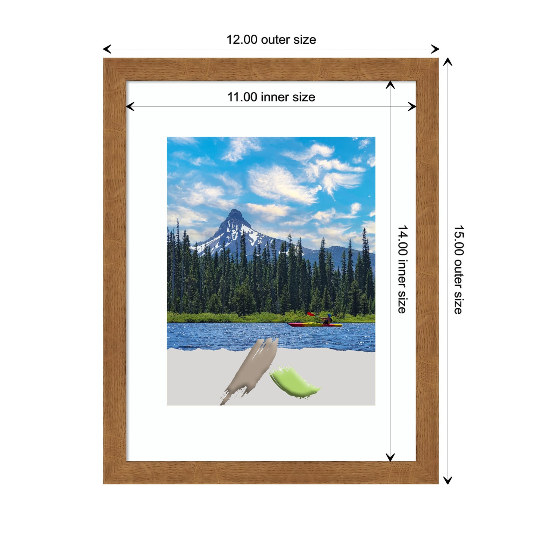 Carlisle Blonde Narrow Wood Picture Frame 11x14 with White Mat
