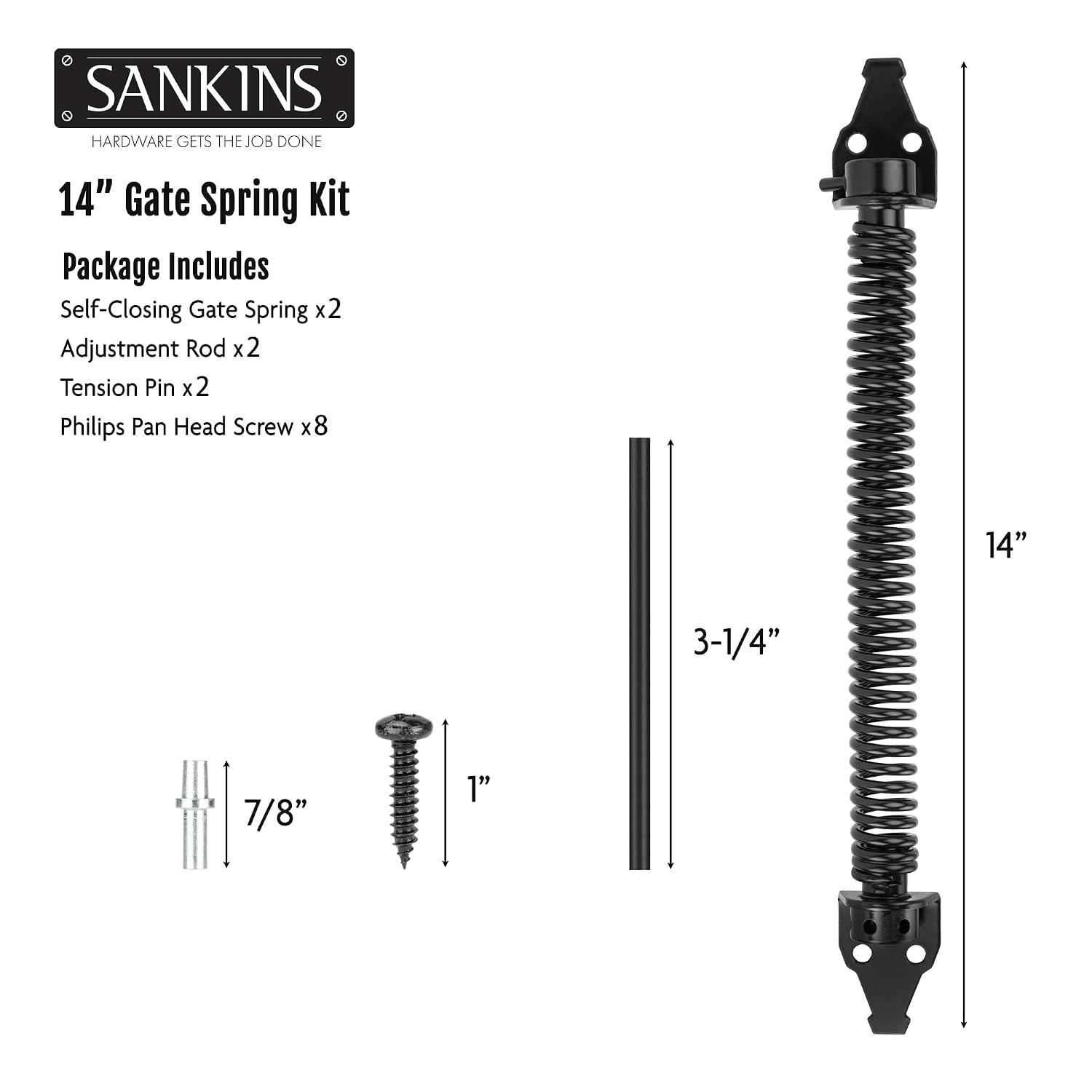SANKINS 14-in Adjustable Self-Closing Gate Spring Closer for Wood and ...