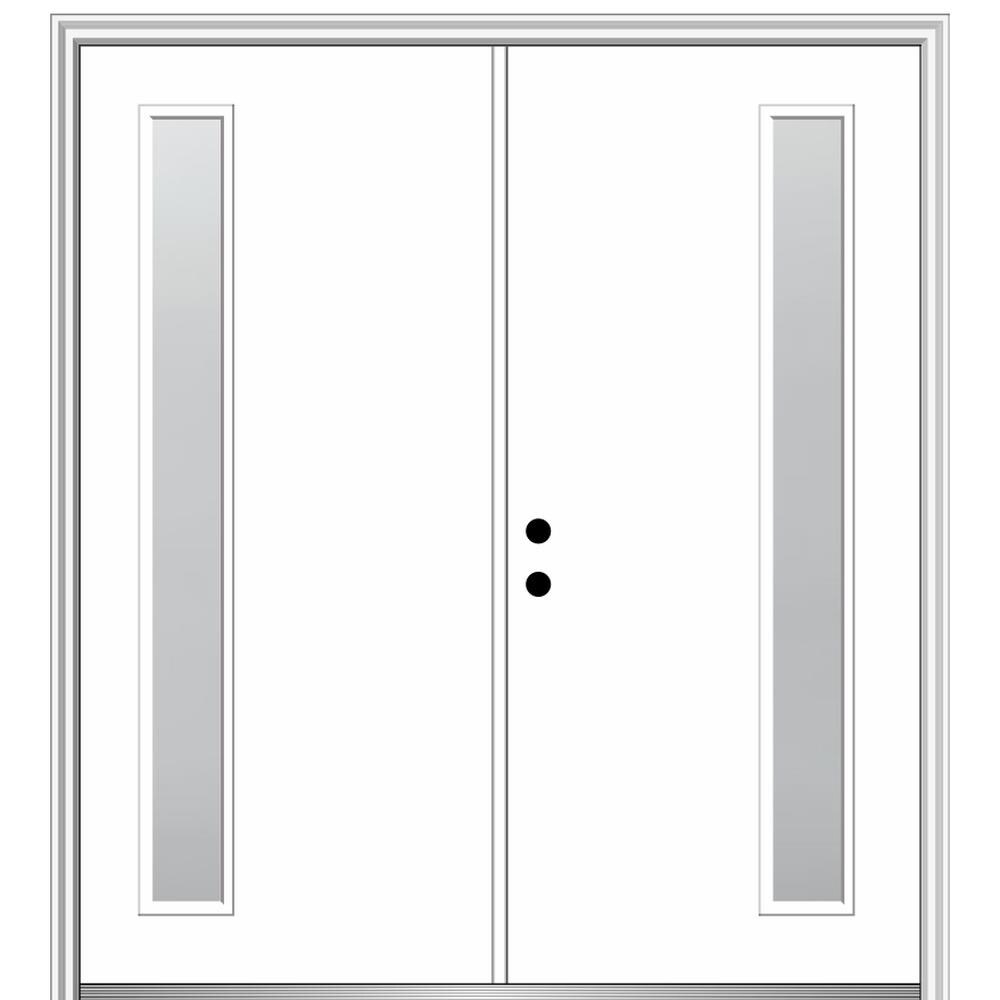 60 in. x 80 in. Right Hand Active Primed MDF Glass 10-Lite Clear True  Divided Prehung Interior French Door