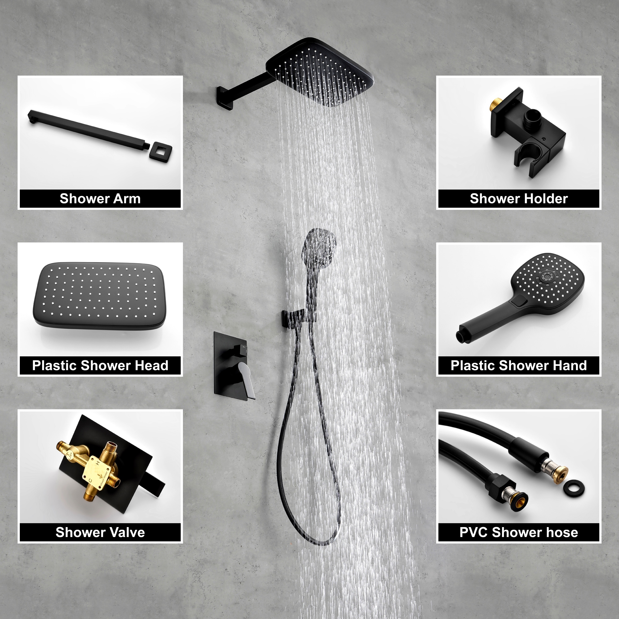 WELLFOR SPA-88015B Showerhead-Bar-Panels - View #2
