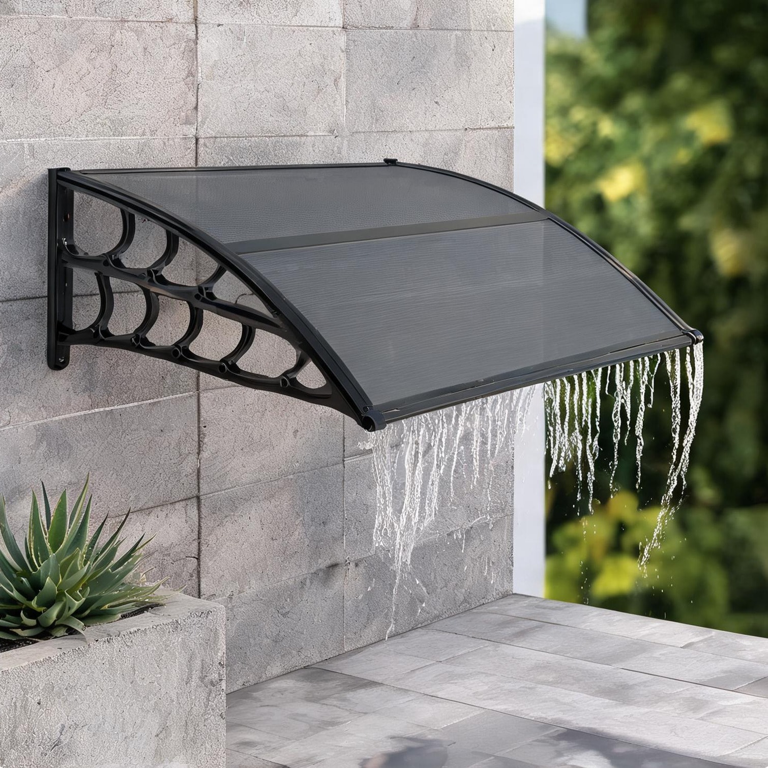 BBabe All-Season Door Awning with Built-In Drainage 40x40 Inches UV and Rain Protection for Entryway
