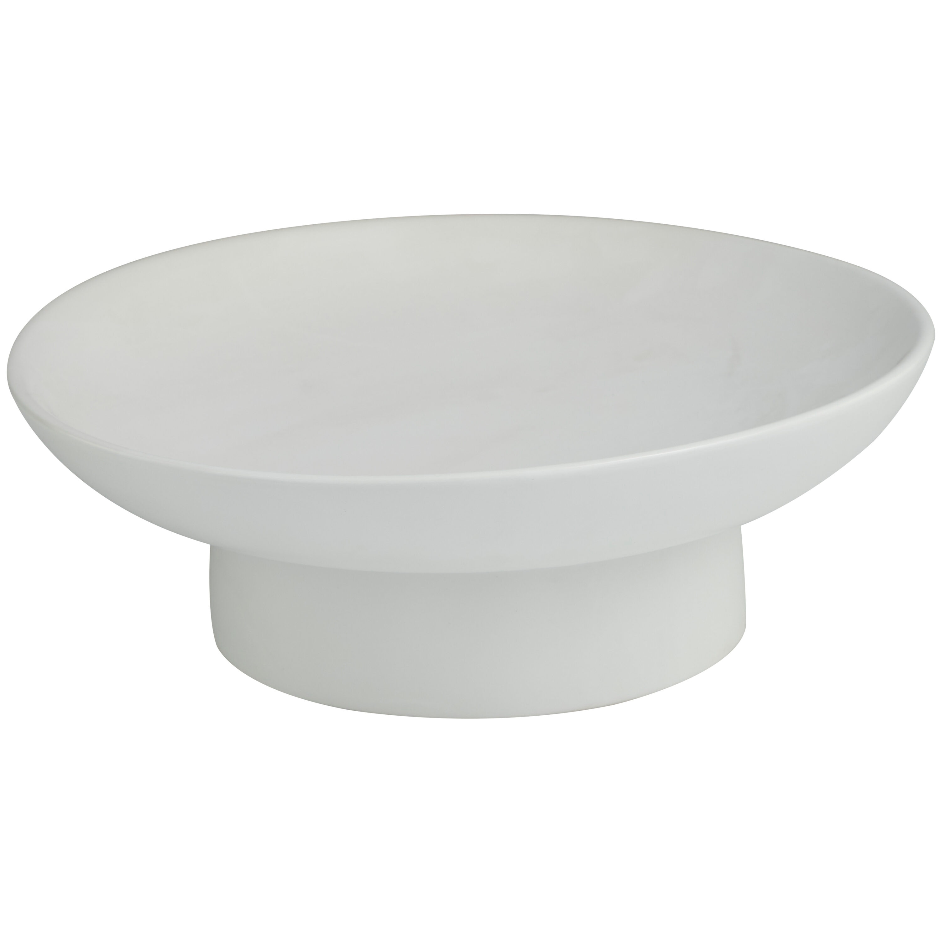 White Round Stoneware Decorative Bowl with Stand