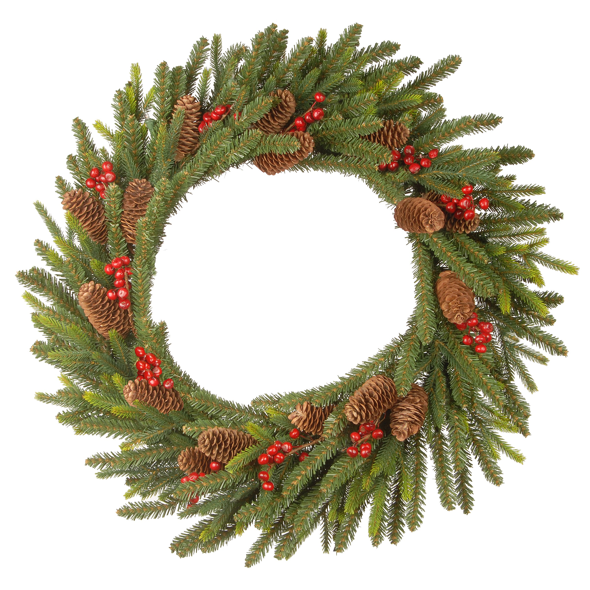 National Tree Company PEDR3-300-24WB1 24-in Pre-lit Indoor/Outdoor Battery-operated Green Fir Artificial Christmas Wreath