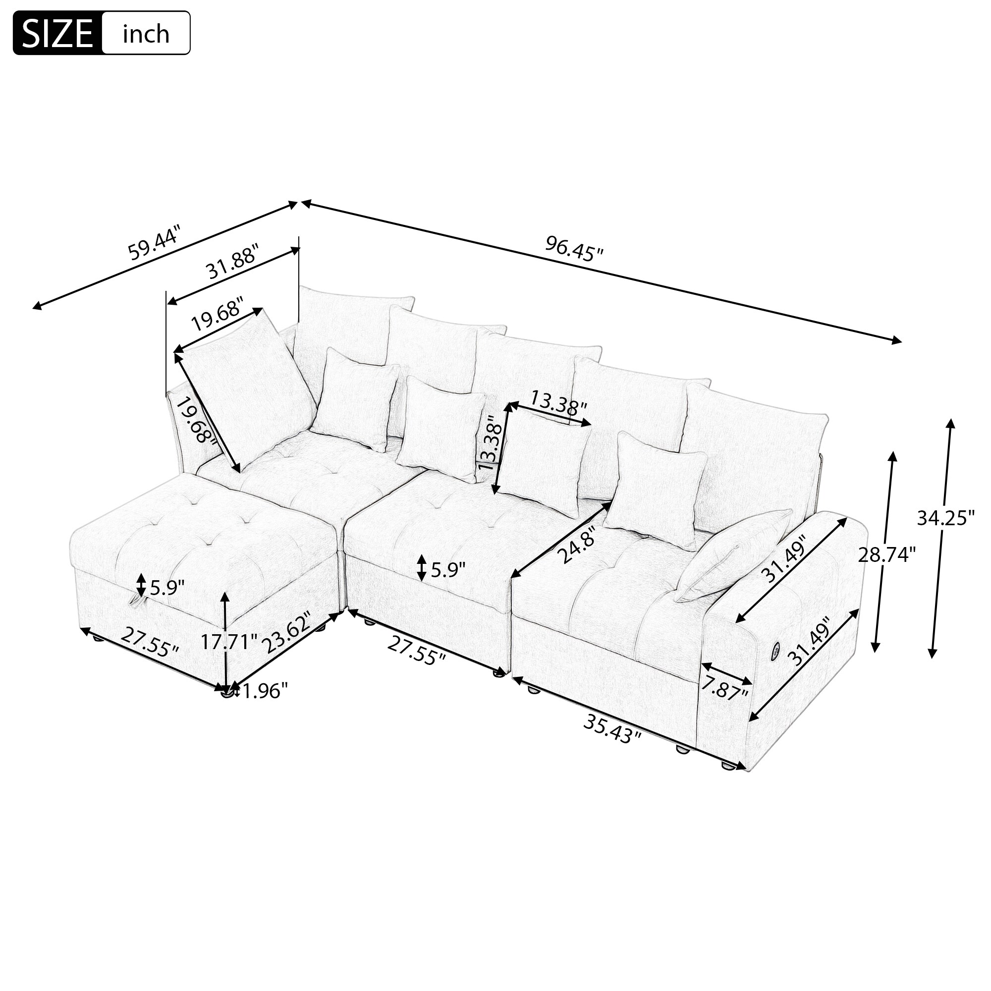 ModernLuxe L-SG001490AAE Sofas-Loveseats - View #8