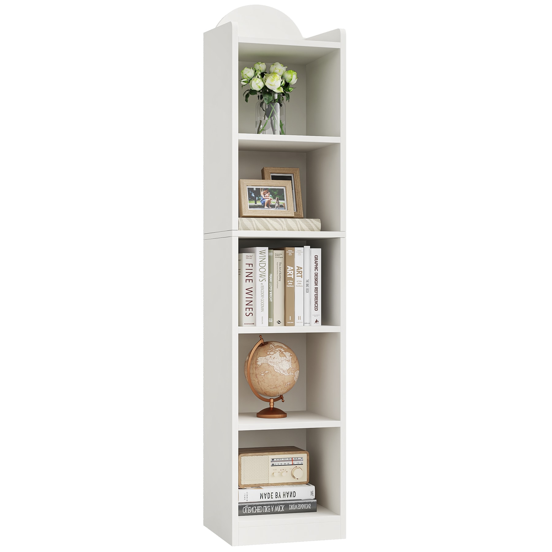 Tribesigns HOGA-NY161 White Mdf 6-Shelf Bookcase (11.81-in W x 67.32-in H x 11.81-in D)