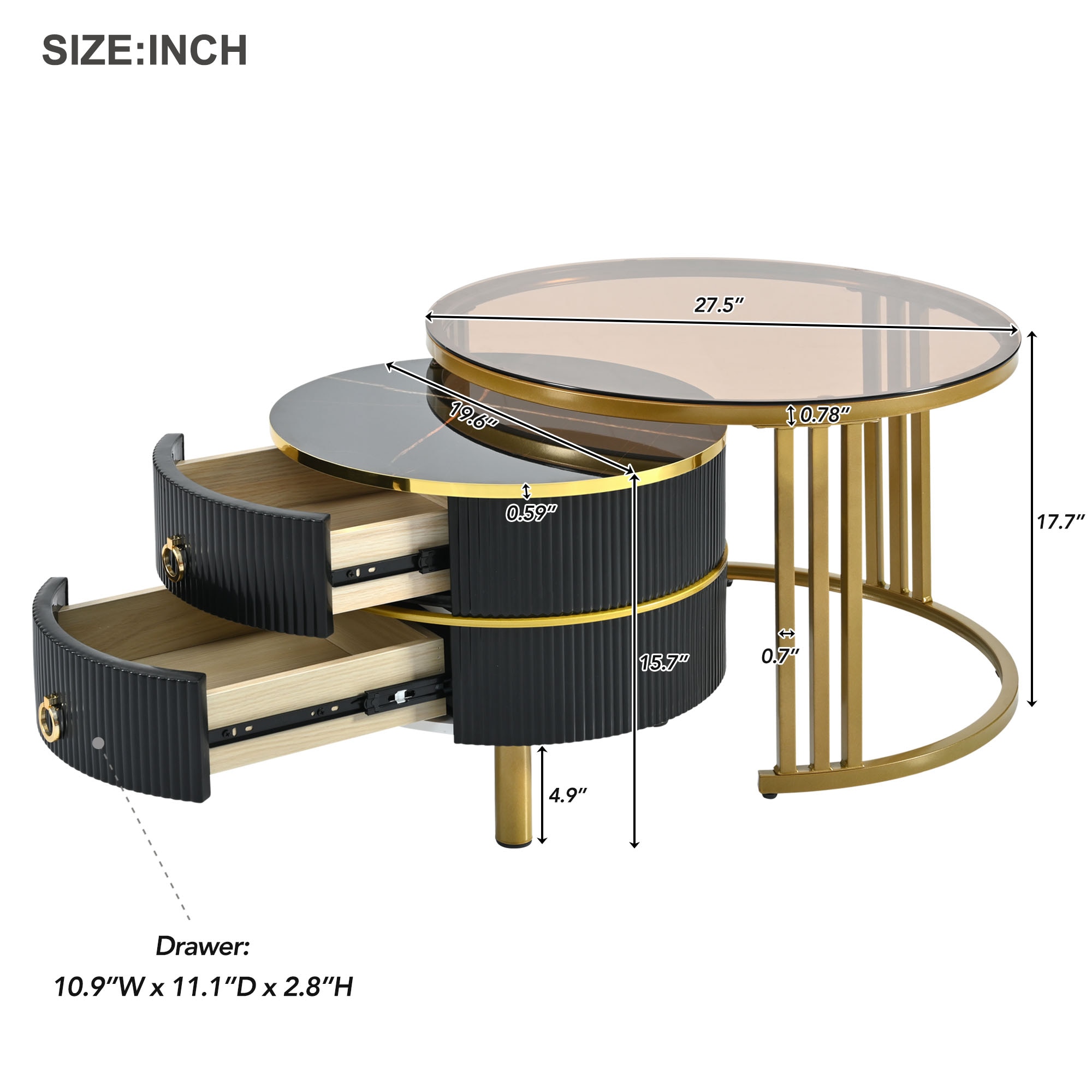 LIVIZA GIZ-NTX3232BK Coffee-Tables - View #3